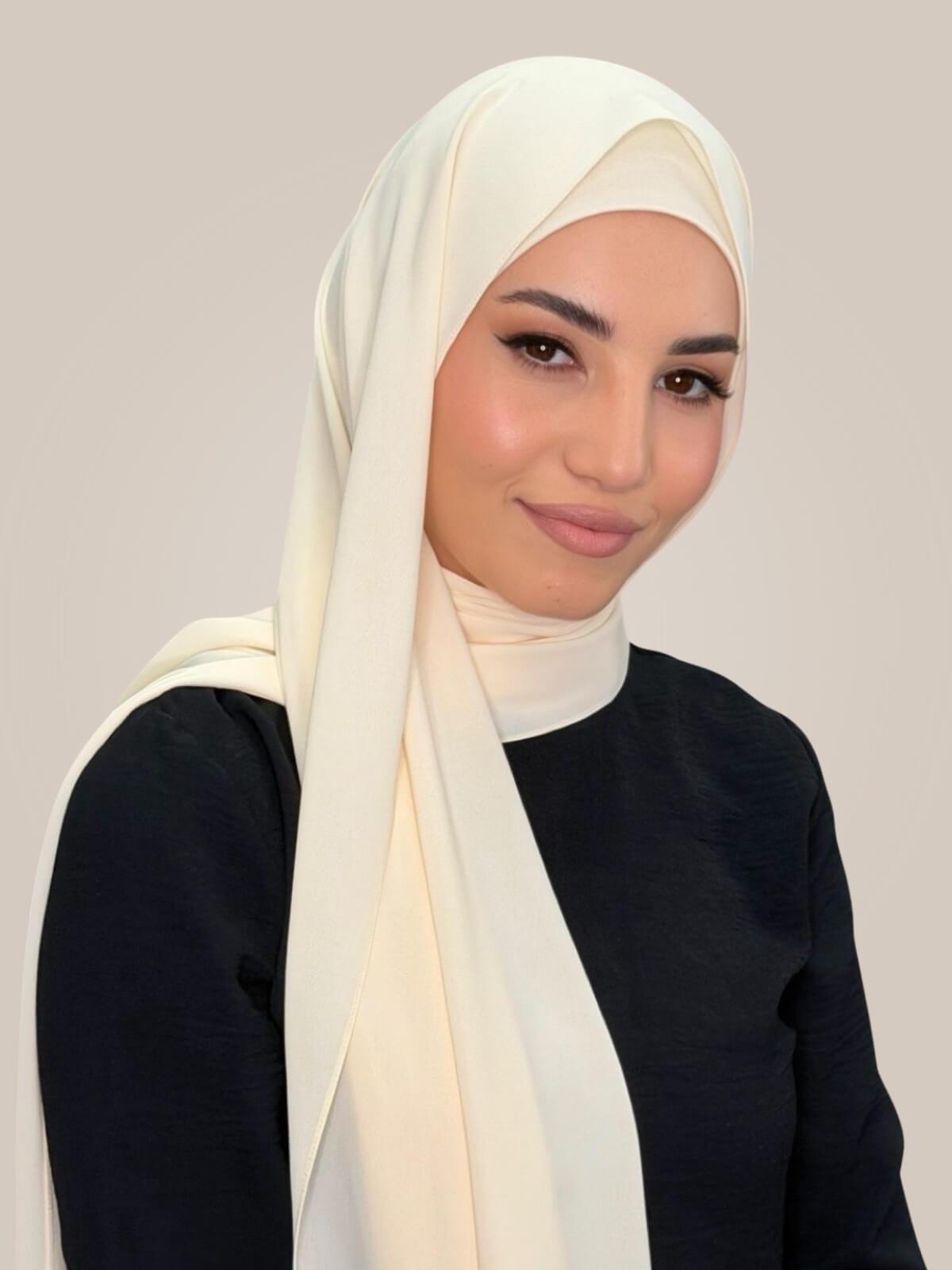 Matching Chiffon Hijab Set-Ivory Lace