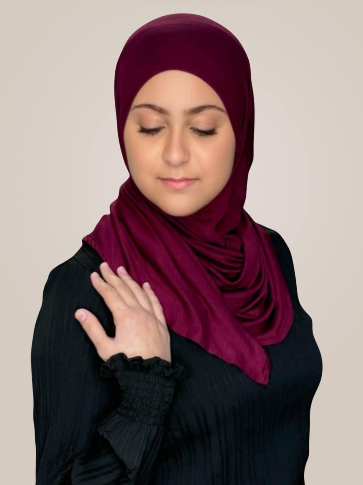 Modish Girl Pre-Sewn Jersey Hijab-Burgundy