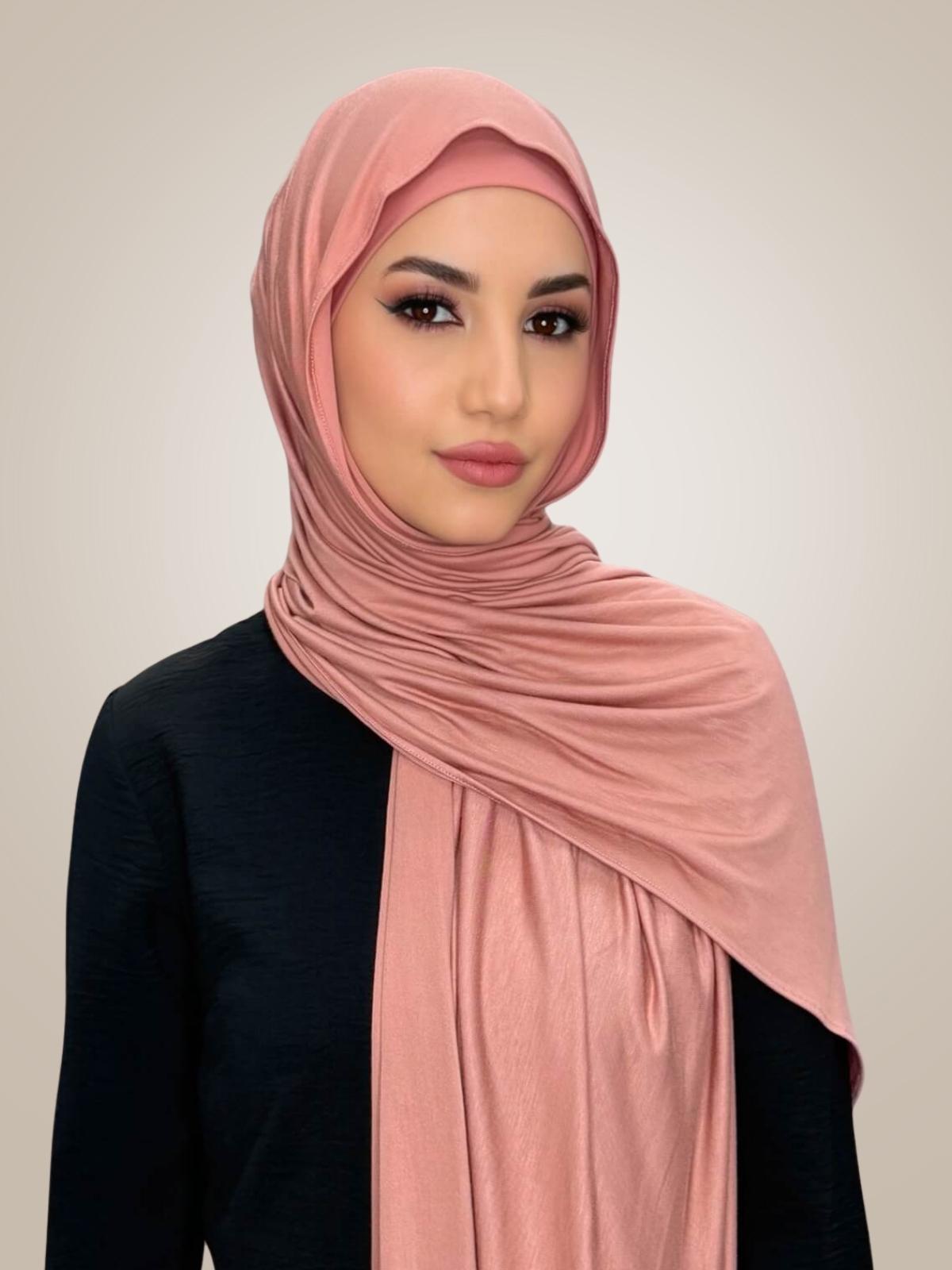 Premium Jersey Hijab-Wood Rose
