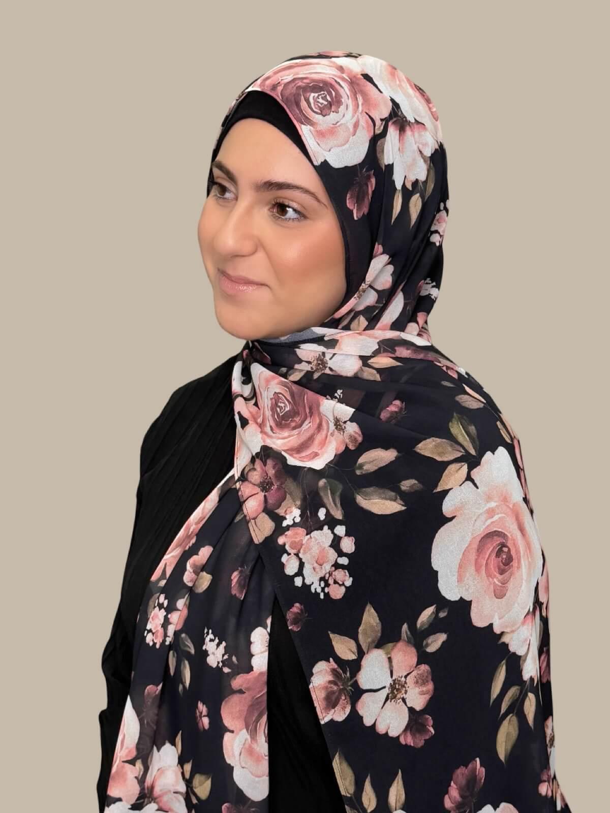 Modish Girl Printed Chiffon Hijab-Breathless Blossom