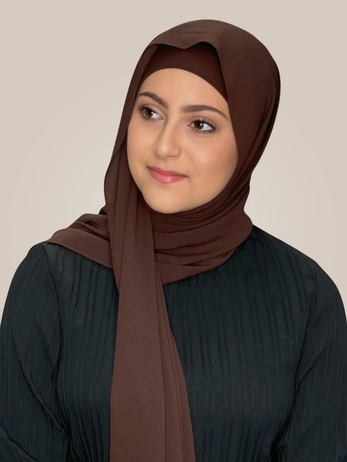Modish Girl Matching Chiffon Hijab Set-Umber