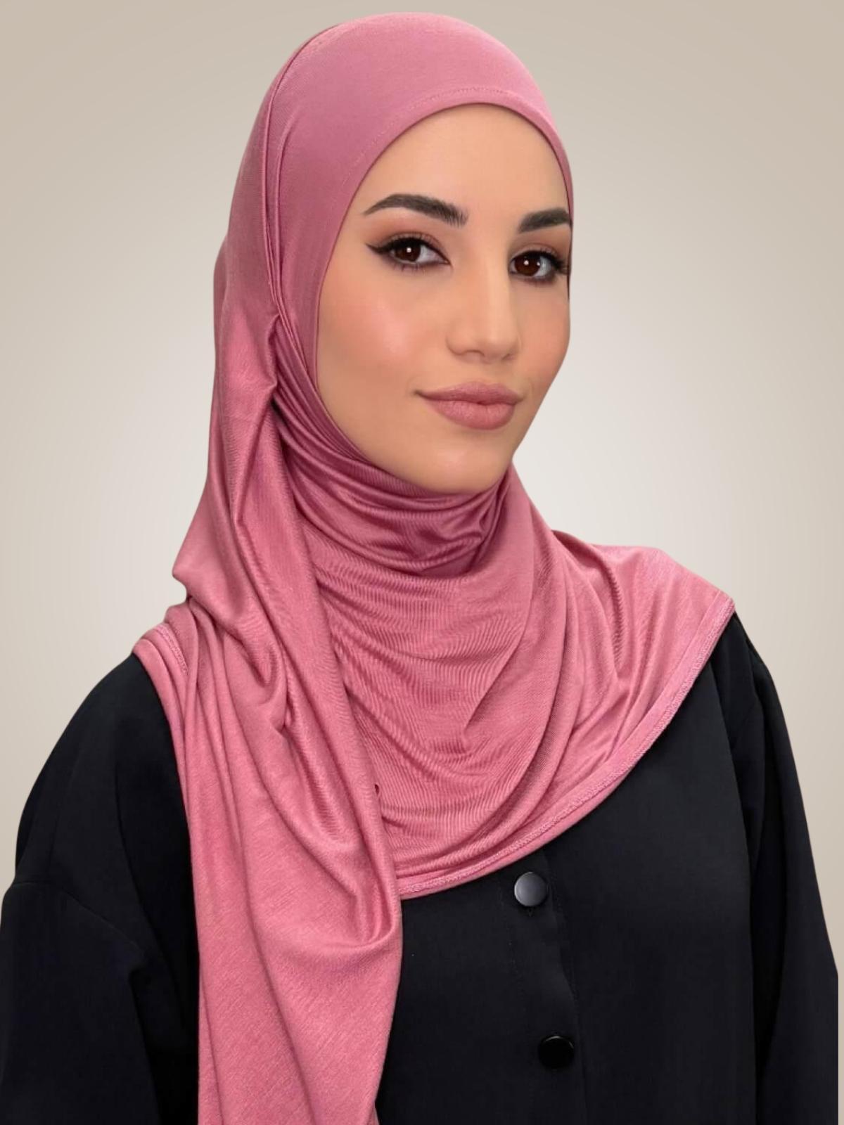 Pre-Sewn Jersey Hijab-Pale Rose