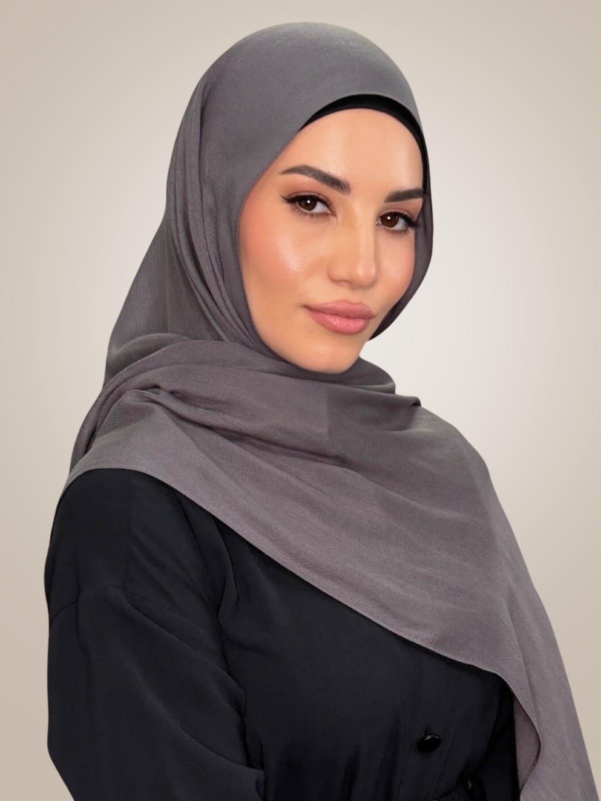 Cotton Modal Hijab-Graphite Grey