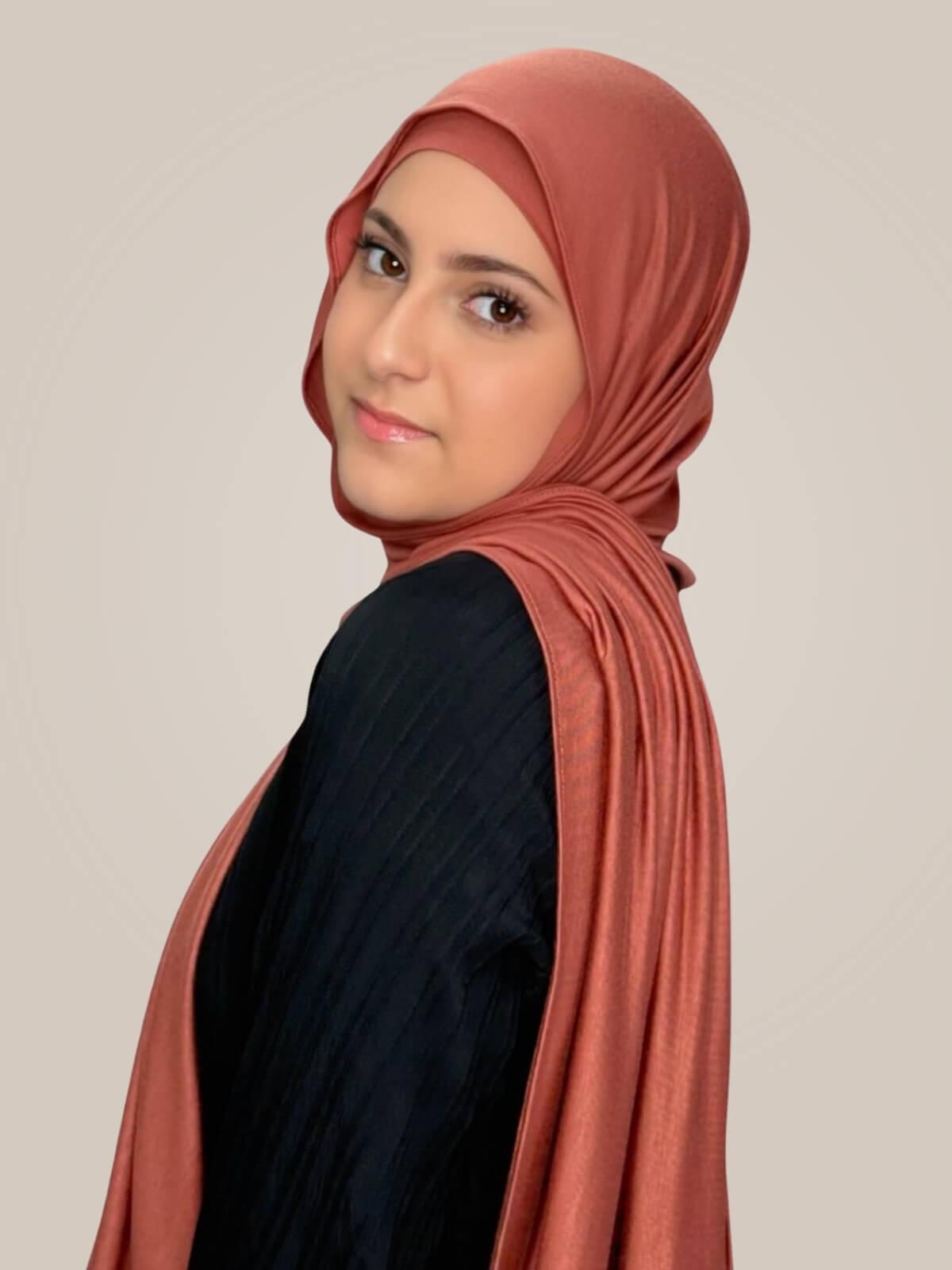 Modish Girl Premium Jersey Hijab-Brick Red
