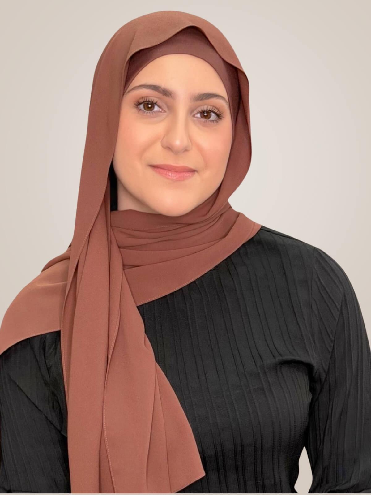Modish Girl Matching Chiffon Hijab Set-Burnt Redwood