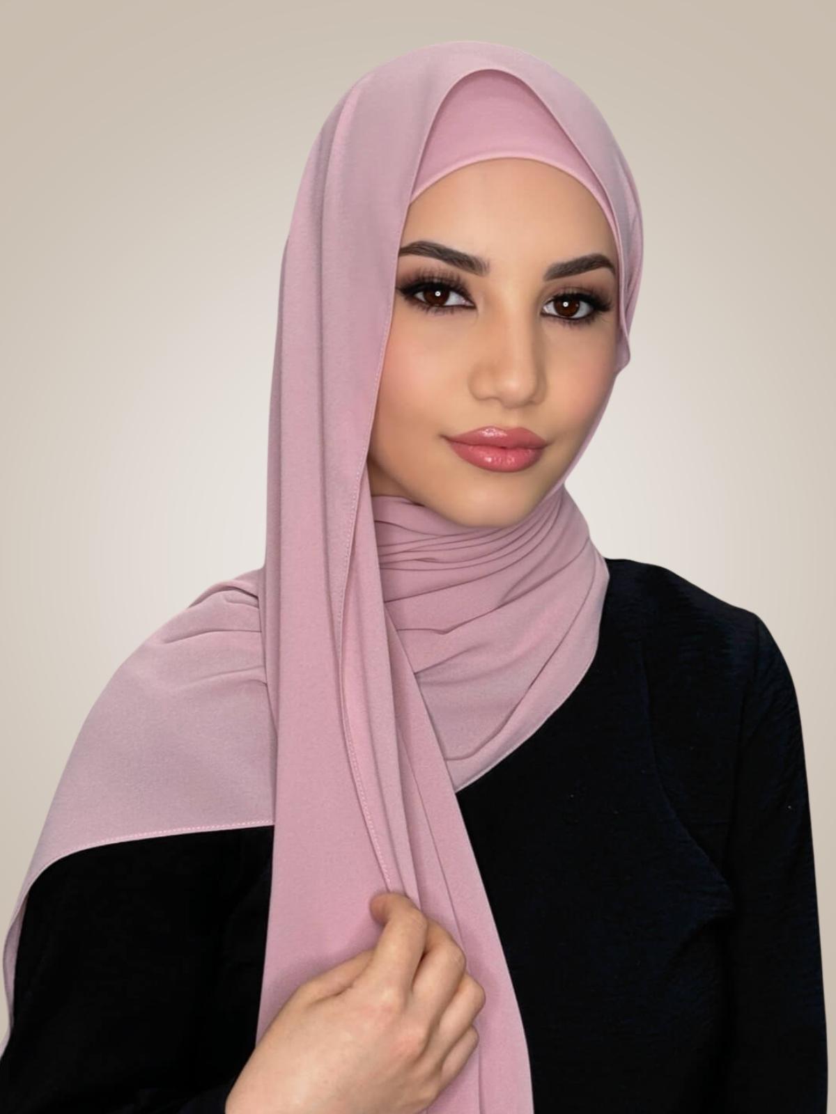 Matching Chiffon Hijab Set-Blush Rose