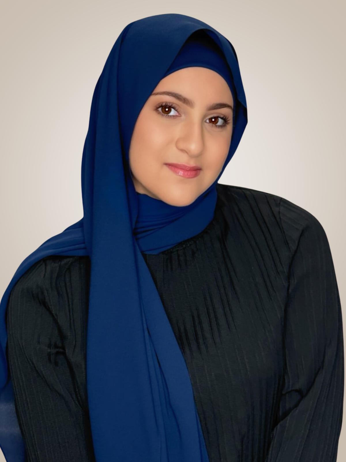 Modish Girl Matching Chiffon Hijab Set-Navy
