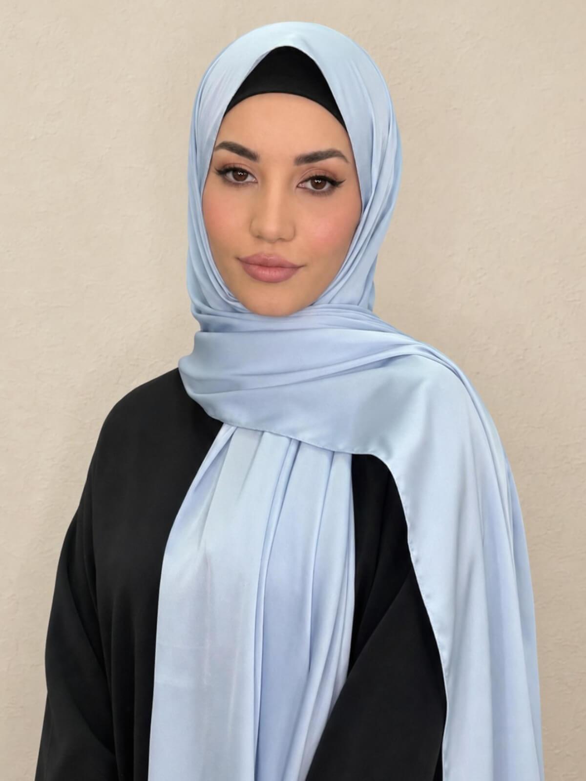 Premium Satin Hijab-Powder Blue