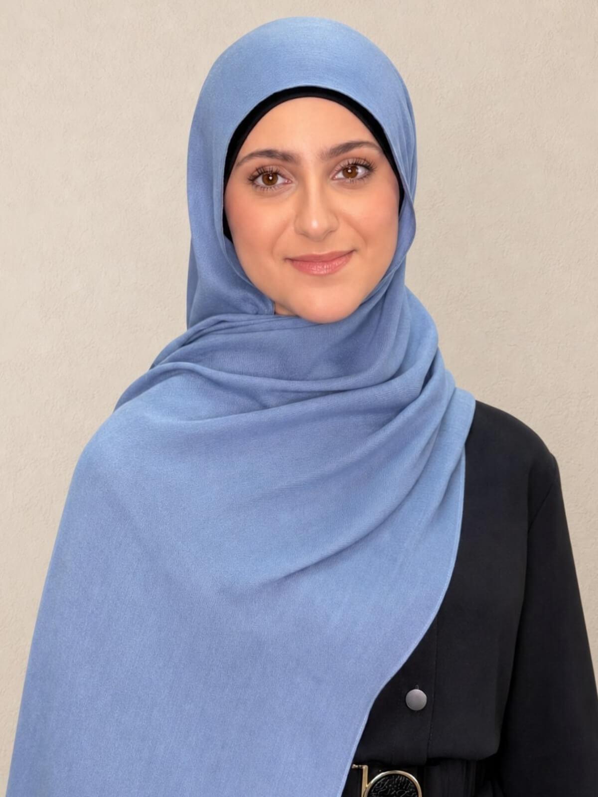 Modish Girl Cotton Modal Hijab-Steel Blue