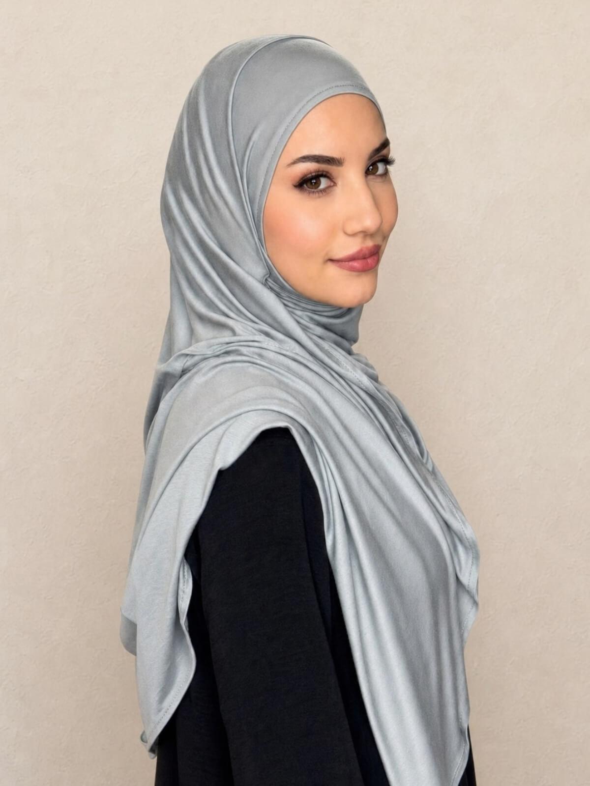 Pre-Sewn Jersey Hijab-Stone Green