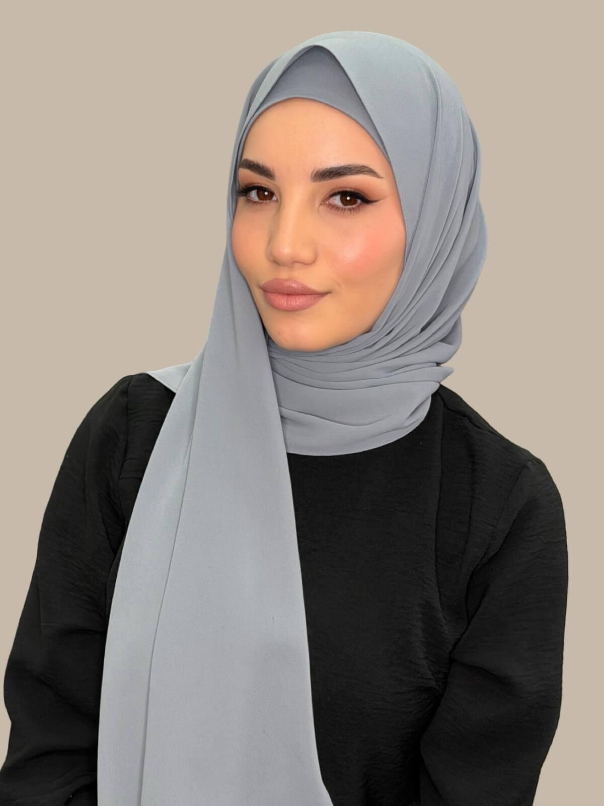 Matching Chiffon Hijab Set-Slate Grey