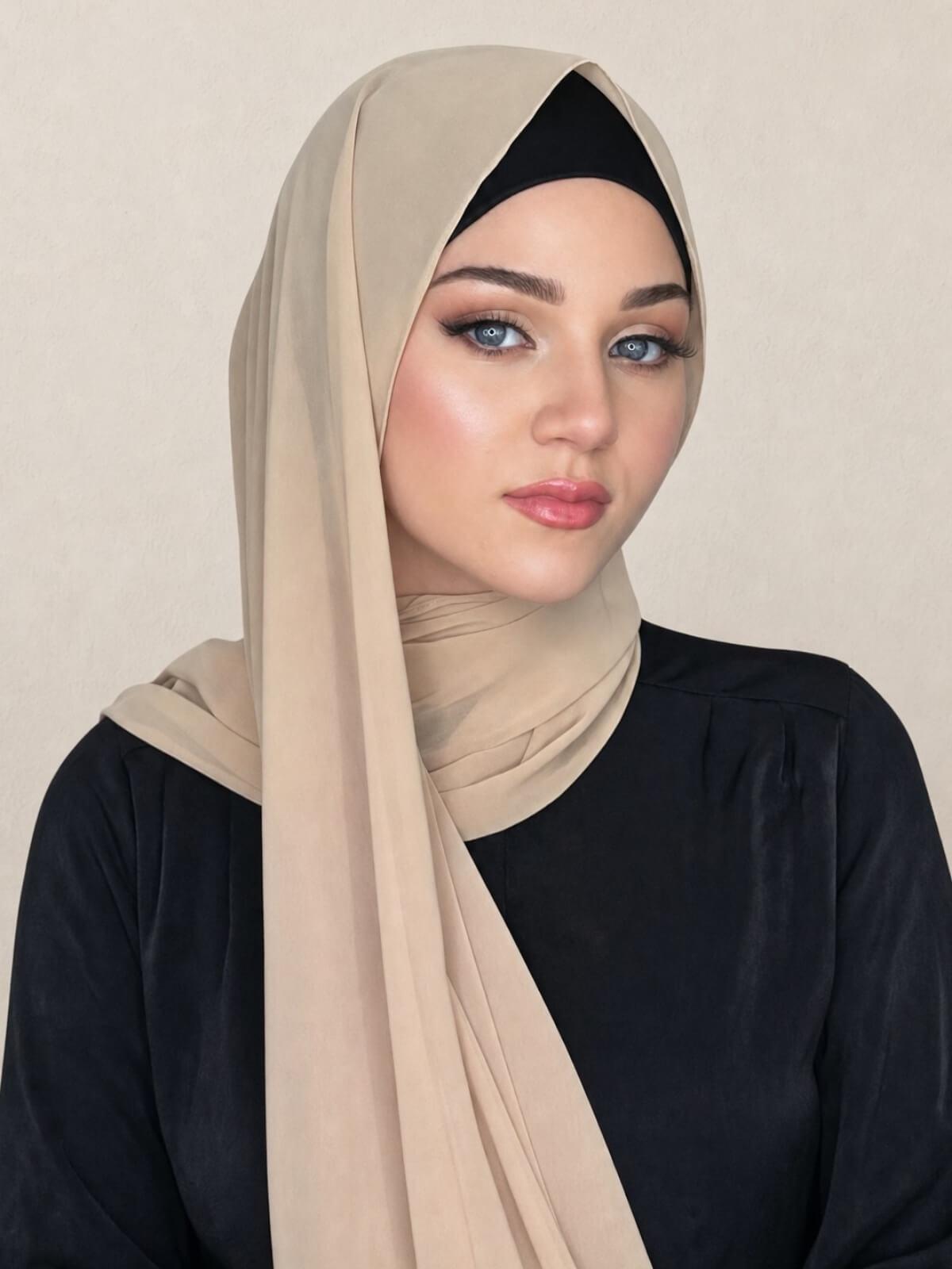 Luxury Chiffon Hijab-Frosted Almond