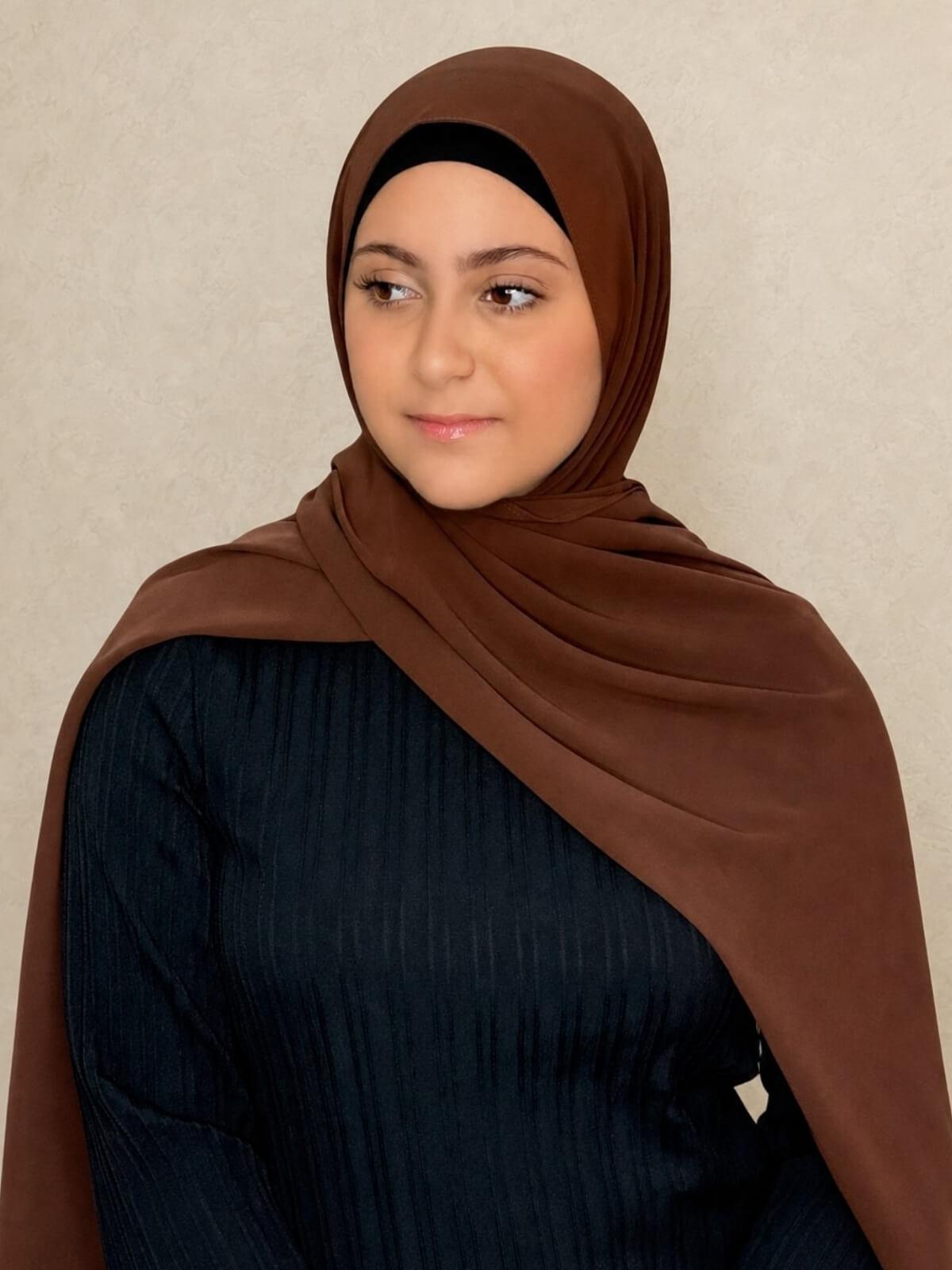 Modish Girl Luxury Chiffon Hijab-Brunette