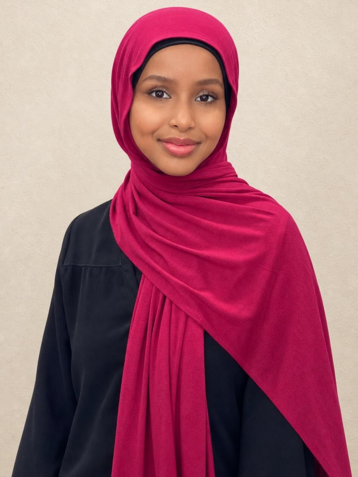Classic Jersey Hijab-Berry Red