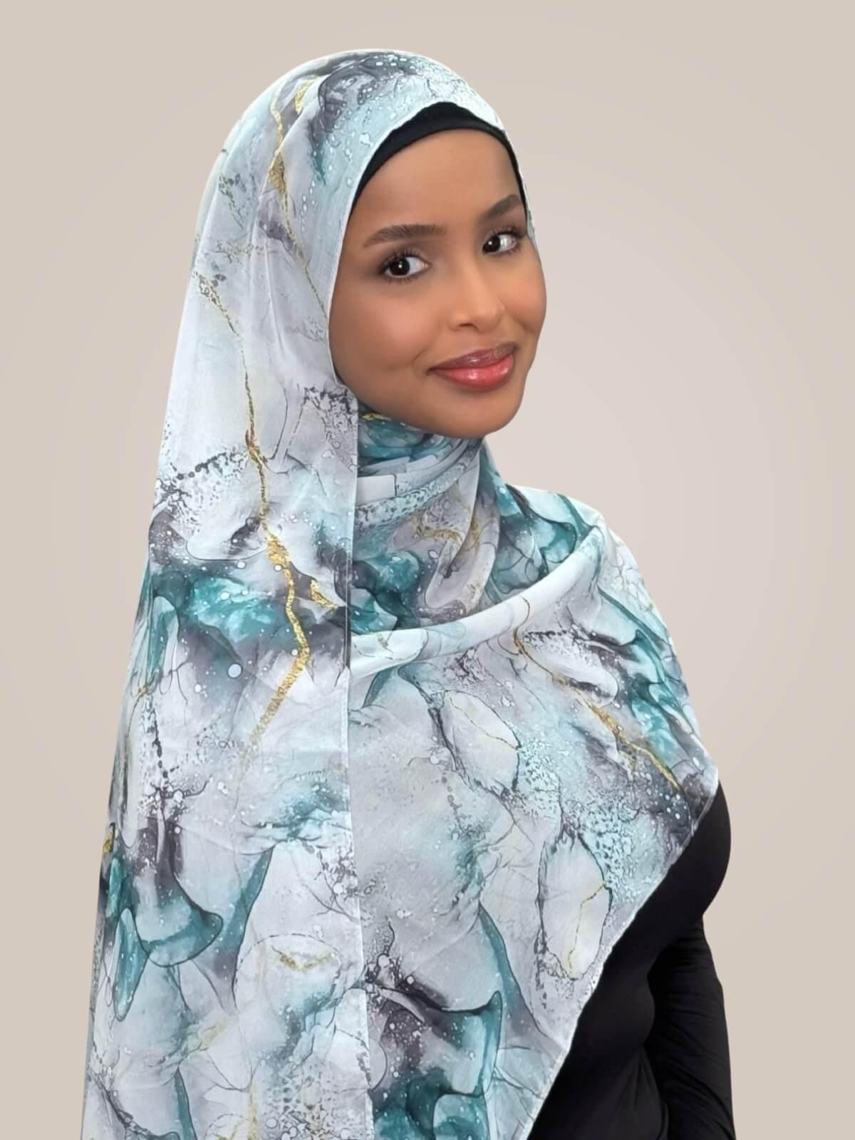 Printed Chiffon Hijab-Mystic Marble