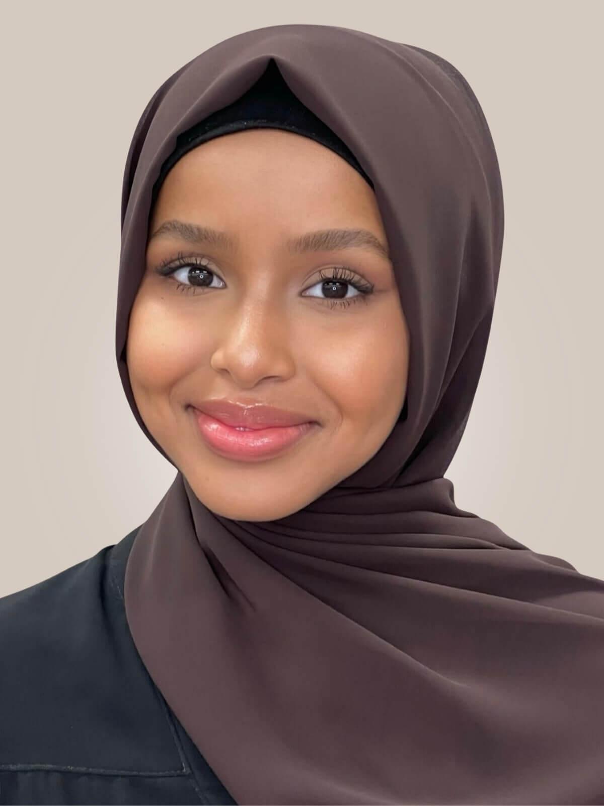 Luxury Chiffon Hijab-Coffee Brown