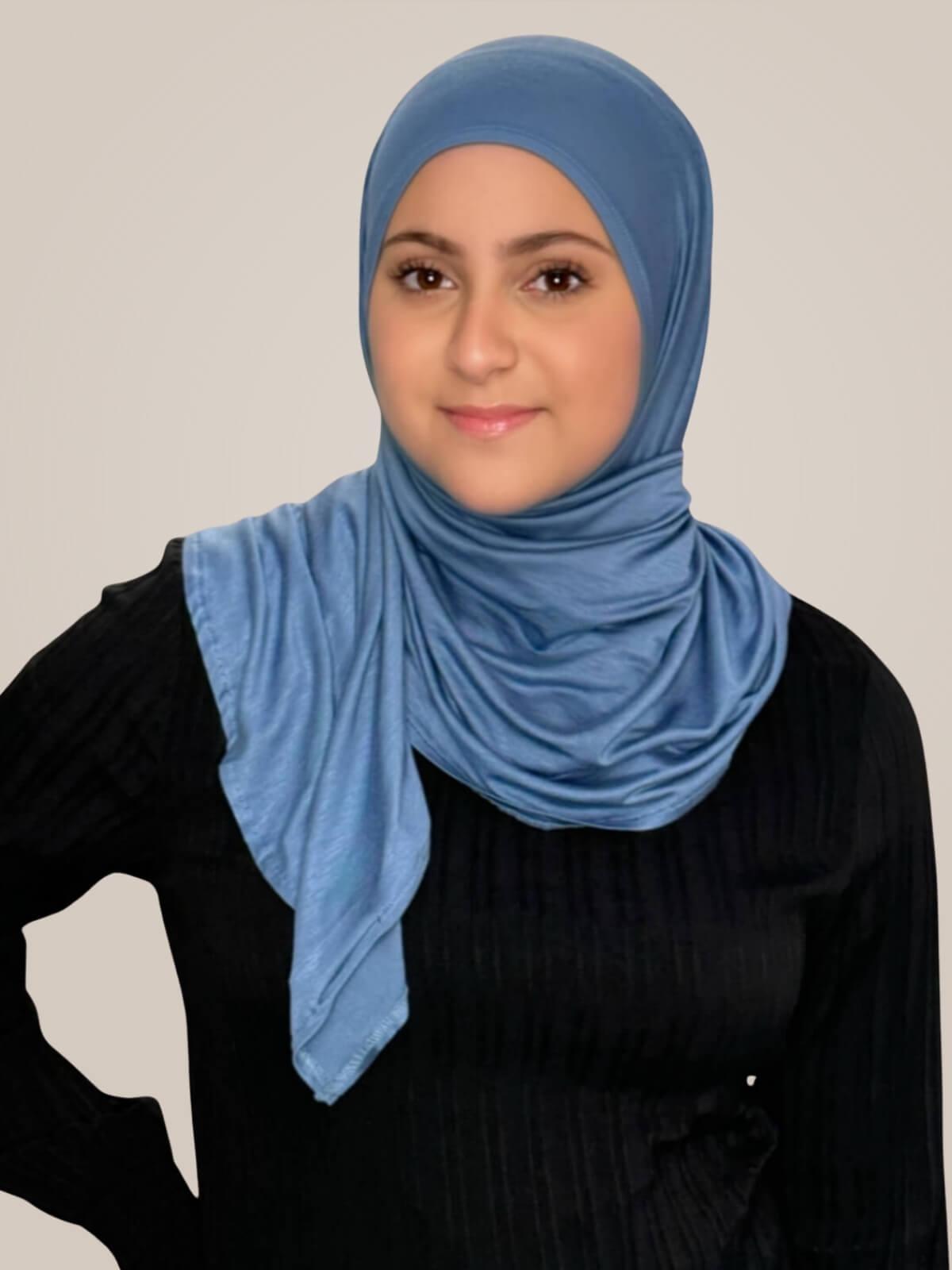 Modish Girl Pre-Sewn Jersey Hijab-Blue Grey