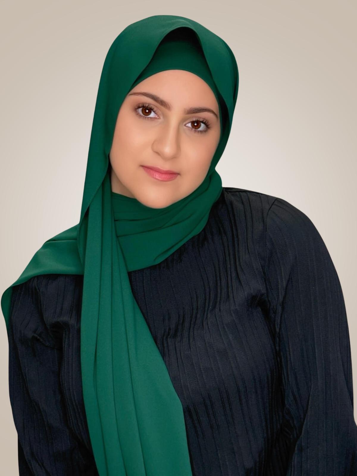Modish Girl Matching Chiffon Hijab Set-Deep Green