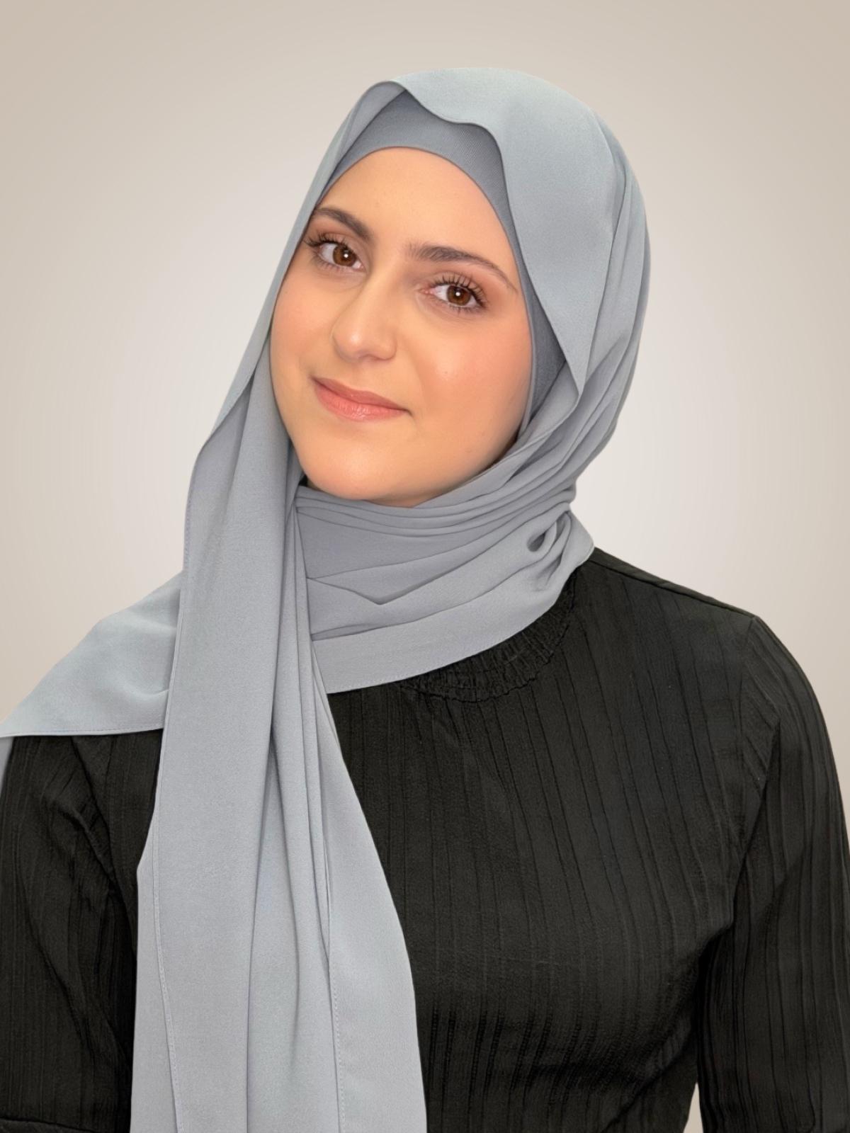 Modish Girl Matching Chiffon Hijab Set-Slate Grey