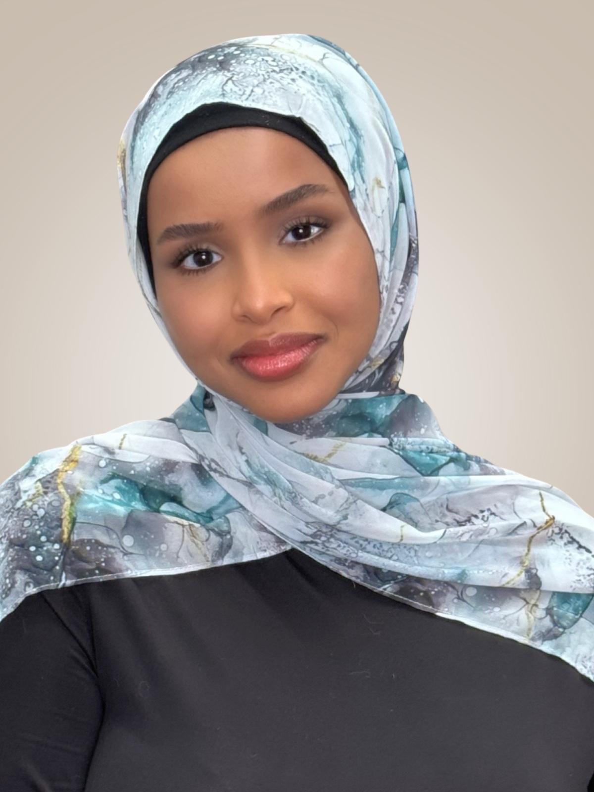 Printed Chiffon Hijab-Mystic Marble