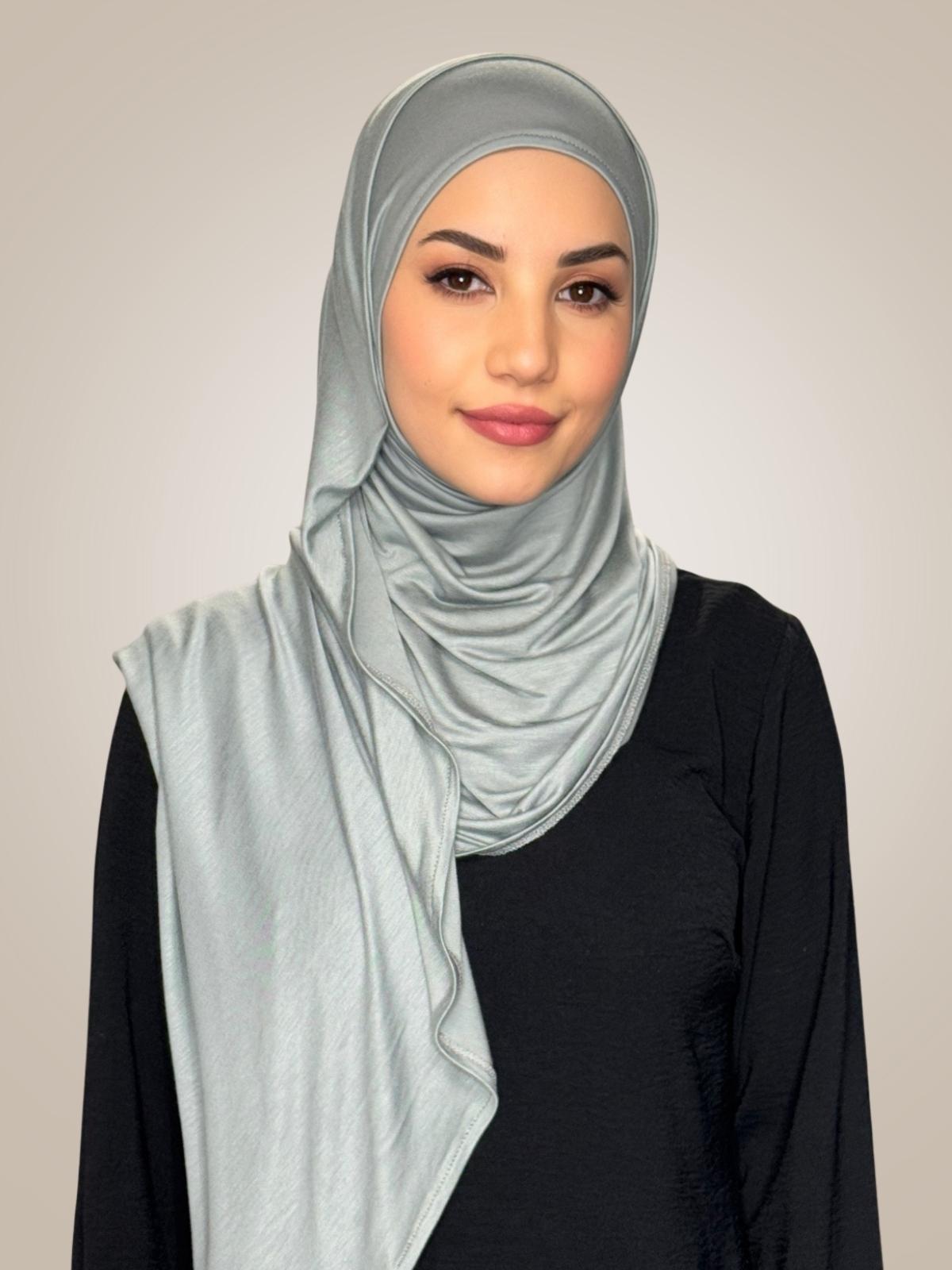 Pre-Sewn Jersey Hijab-Stone Green