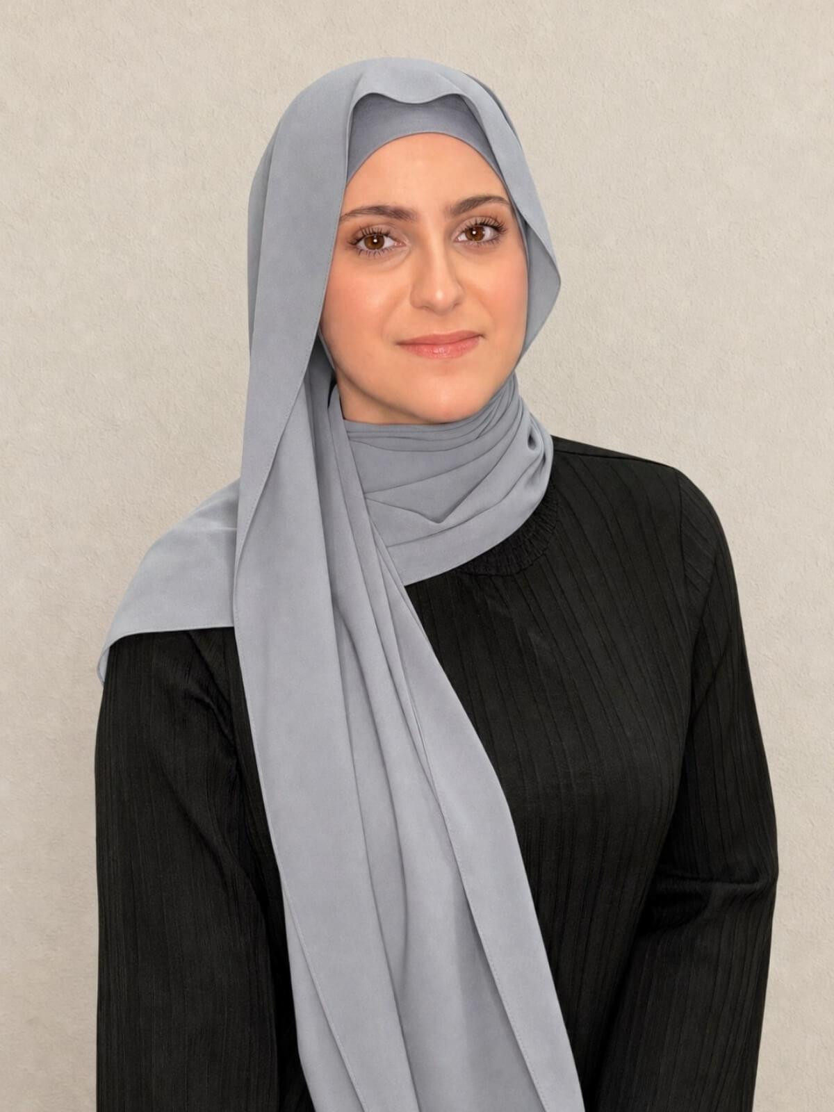 Modish Girl Matching Chiffon Hijab Set-Slate Grey