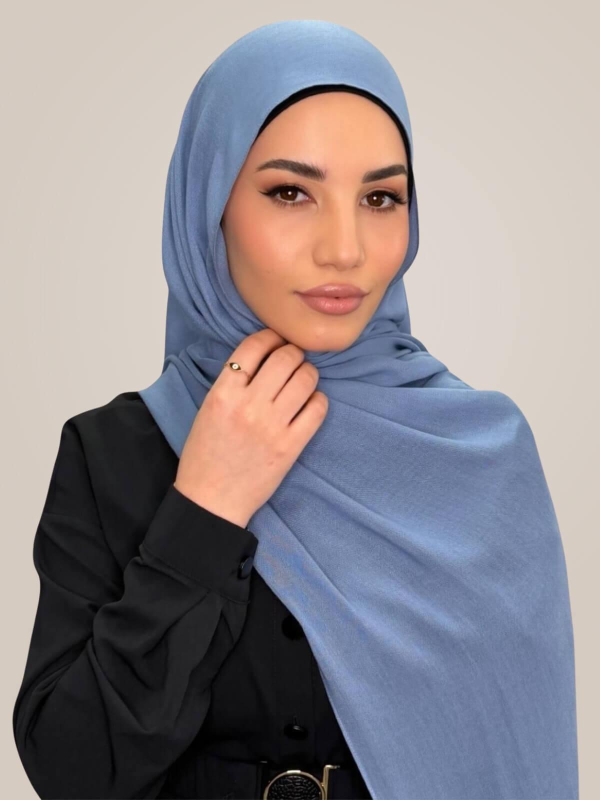 Cotton Modal Hijab-Steel Blue