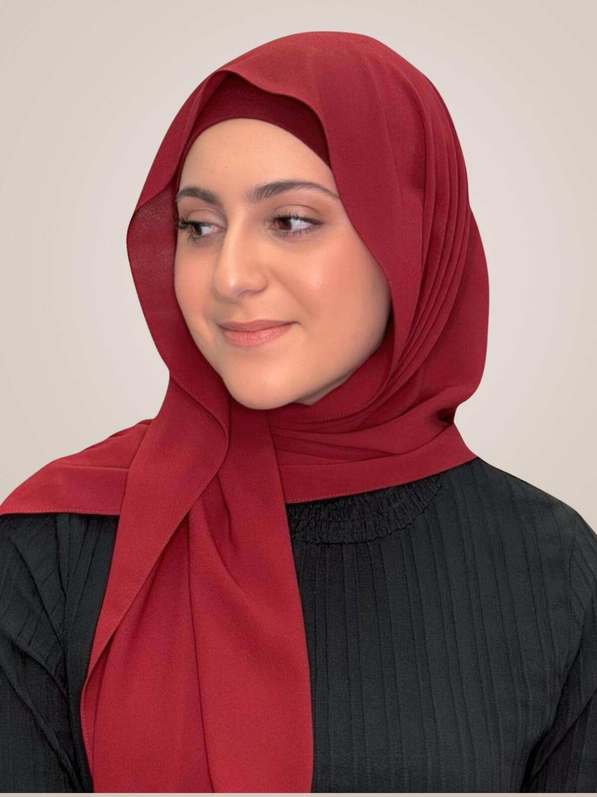 Modish Girl Matching Chiffon Hijab Set-Mahogany