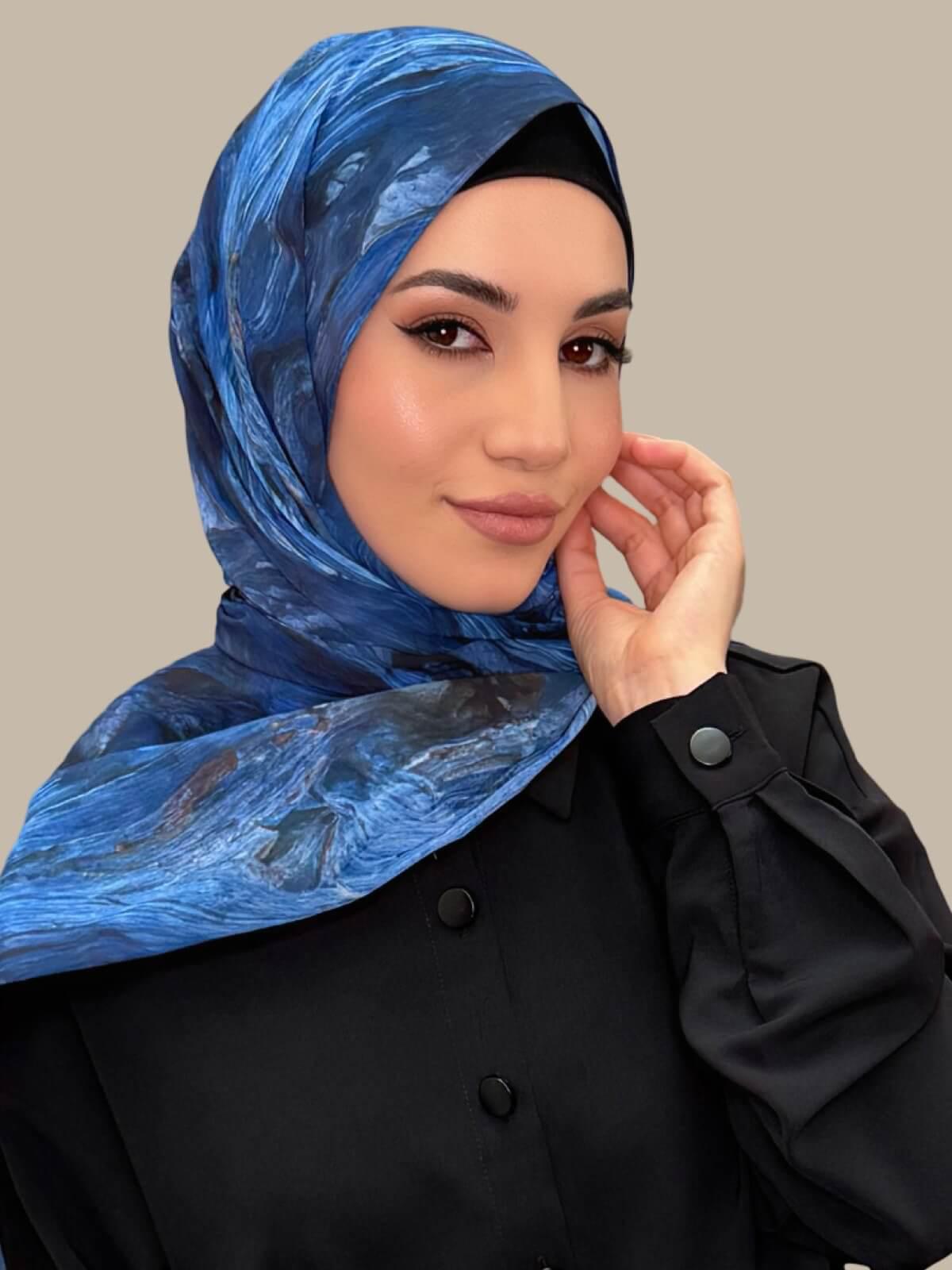 Printed Chiffon Hijab-Ocean Mist