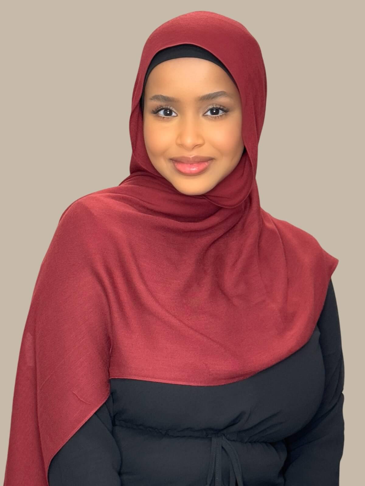 Cotton Modal Hijab-Jam Red