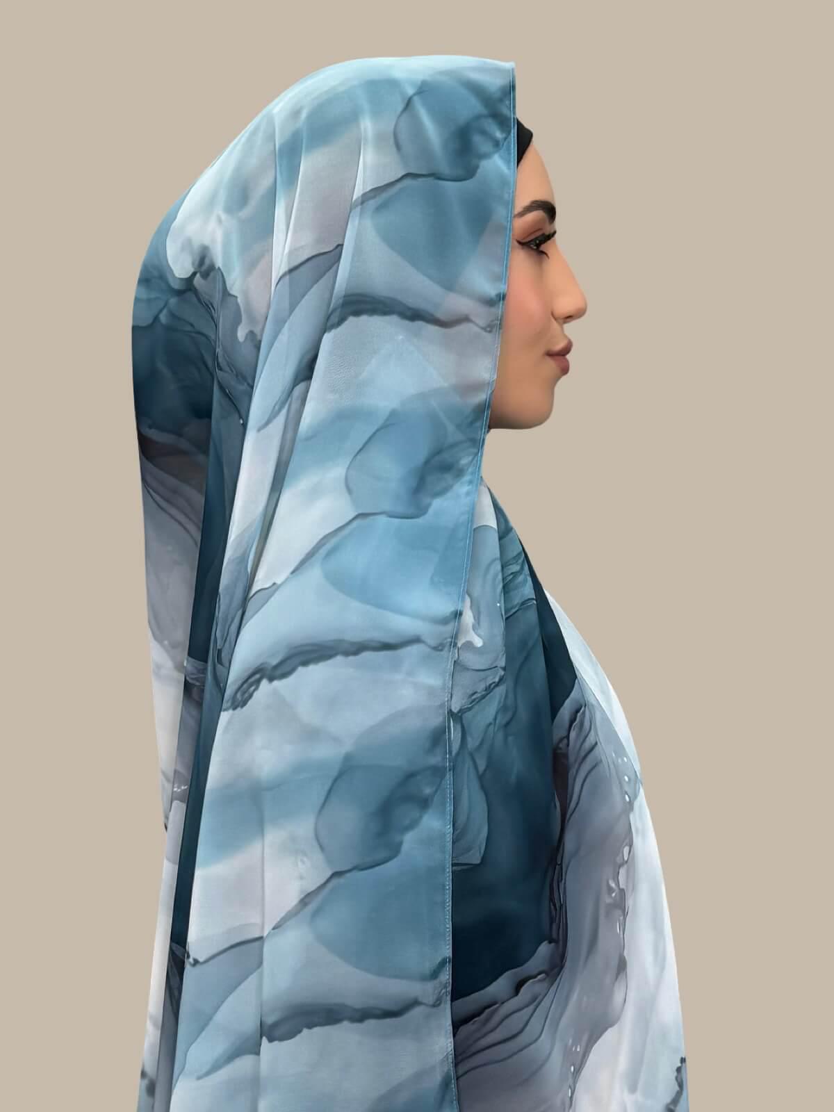 Printed Chiffon Hijab-Tidal Teal