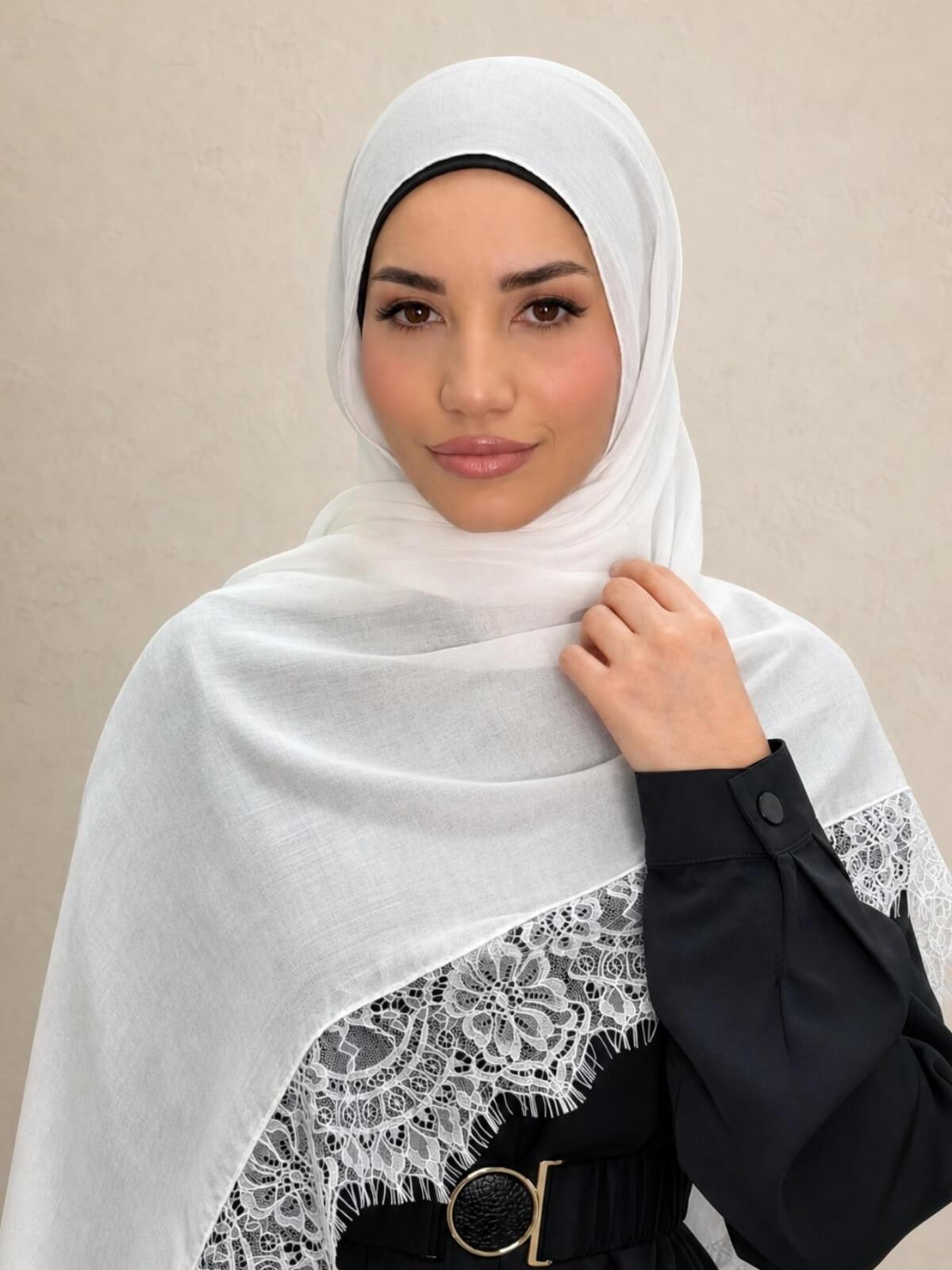 Lace Cotton Modal Hijab-Quiet Light
