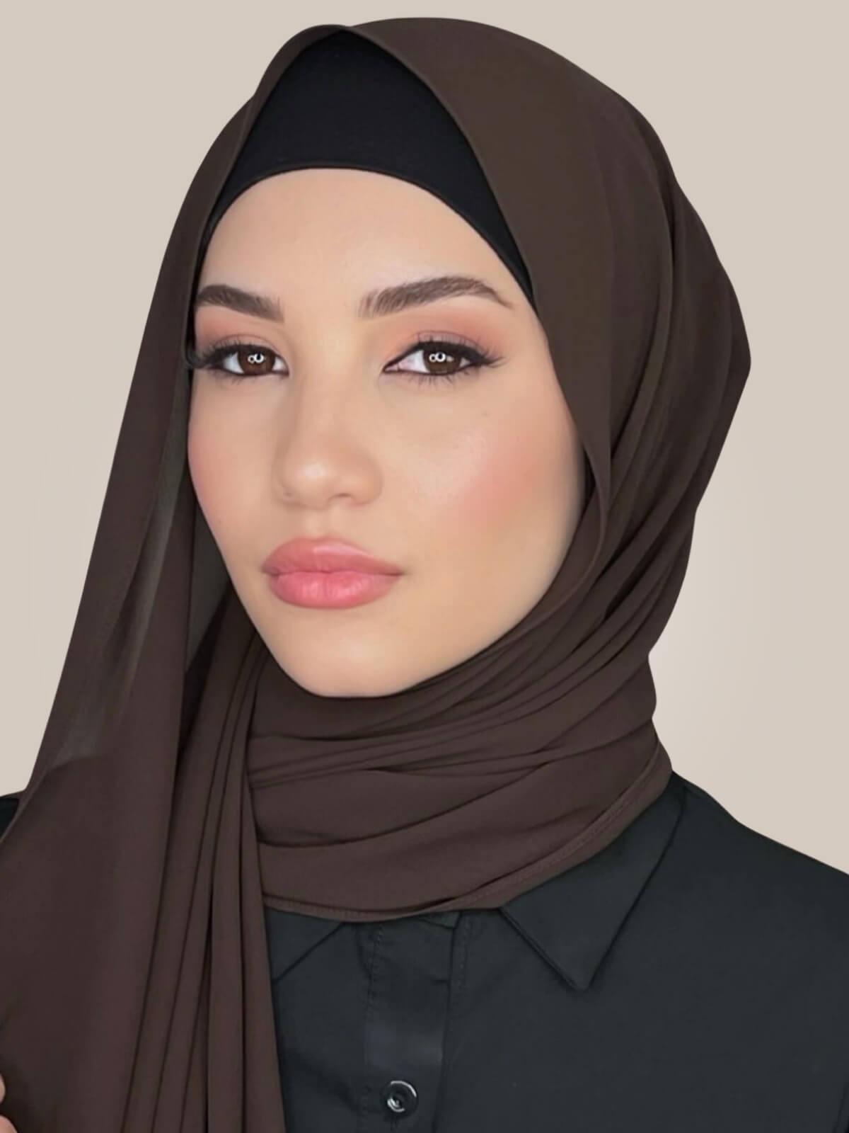Luxury Chiffon Hijab-Brown
