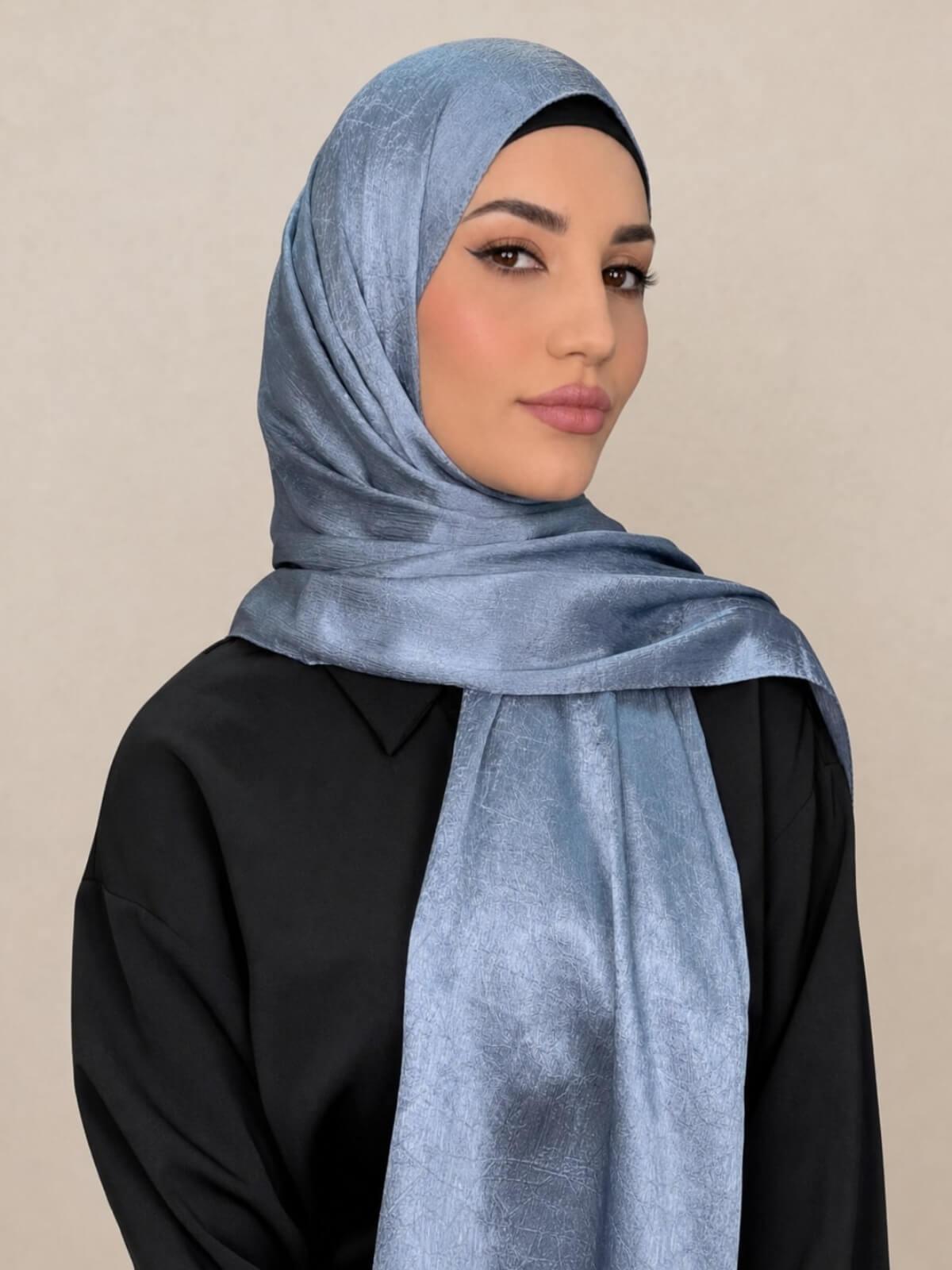 Classic Satin Hijab-Jean Blue