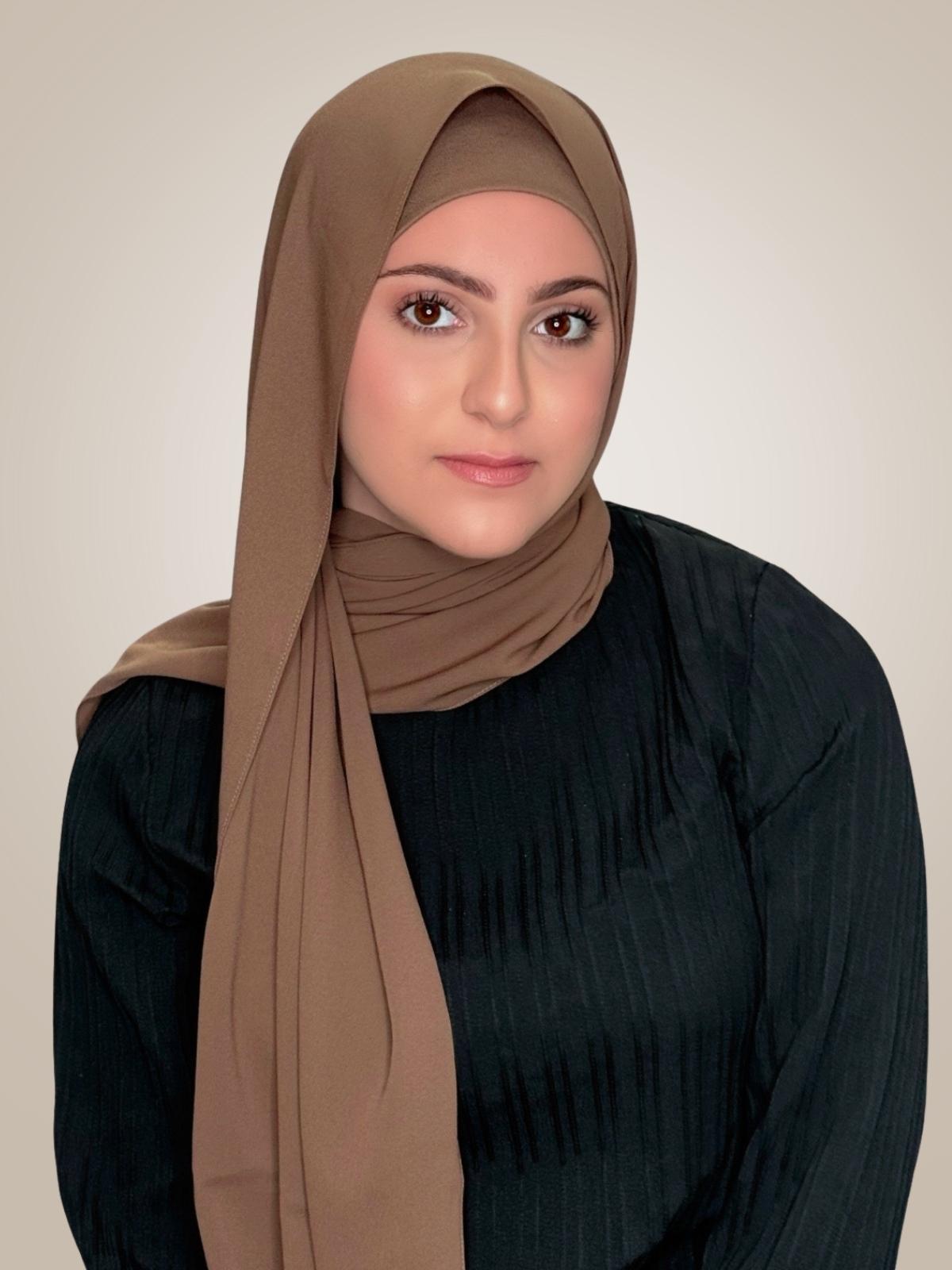 Modish Girl Matching Chiffon Hijab Set-Walnut Brown