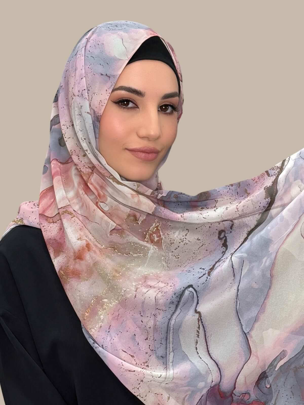 Printed Chiffon Hijab-Blush Quartz