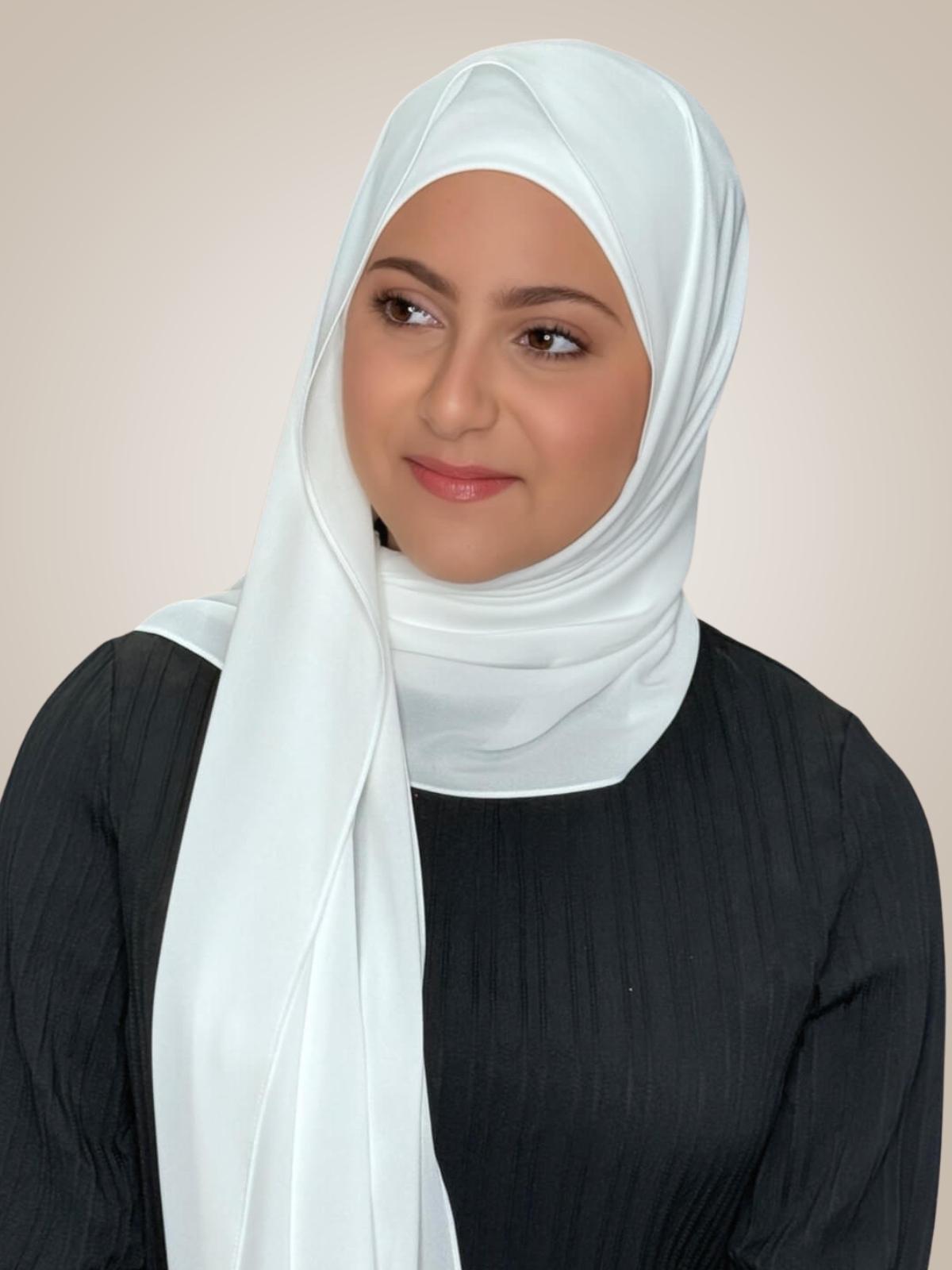 Modish Girl Matching Chiffon Hijab Set-White