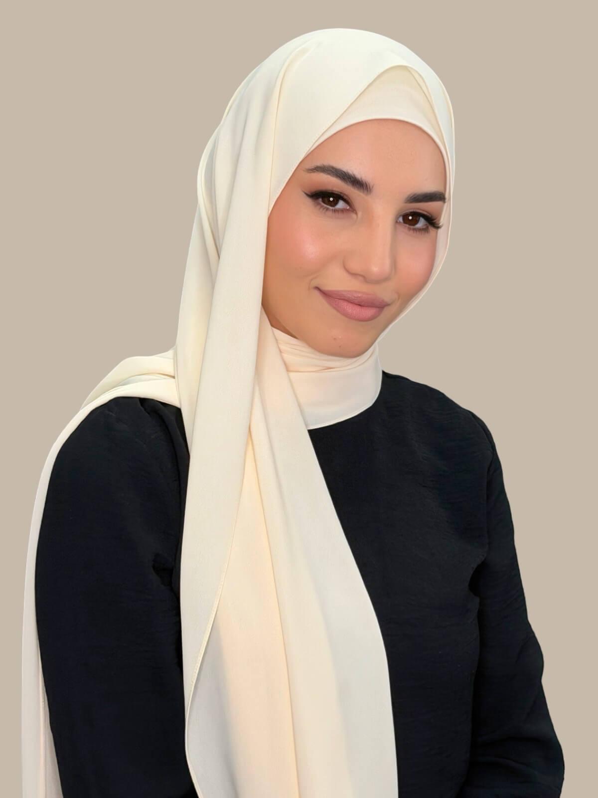 Matching Chiffon Hijab Set-Ivory Lace