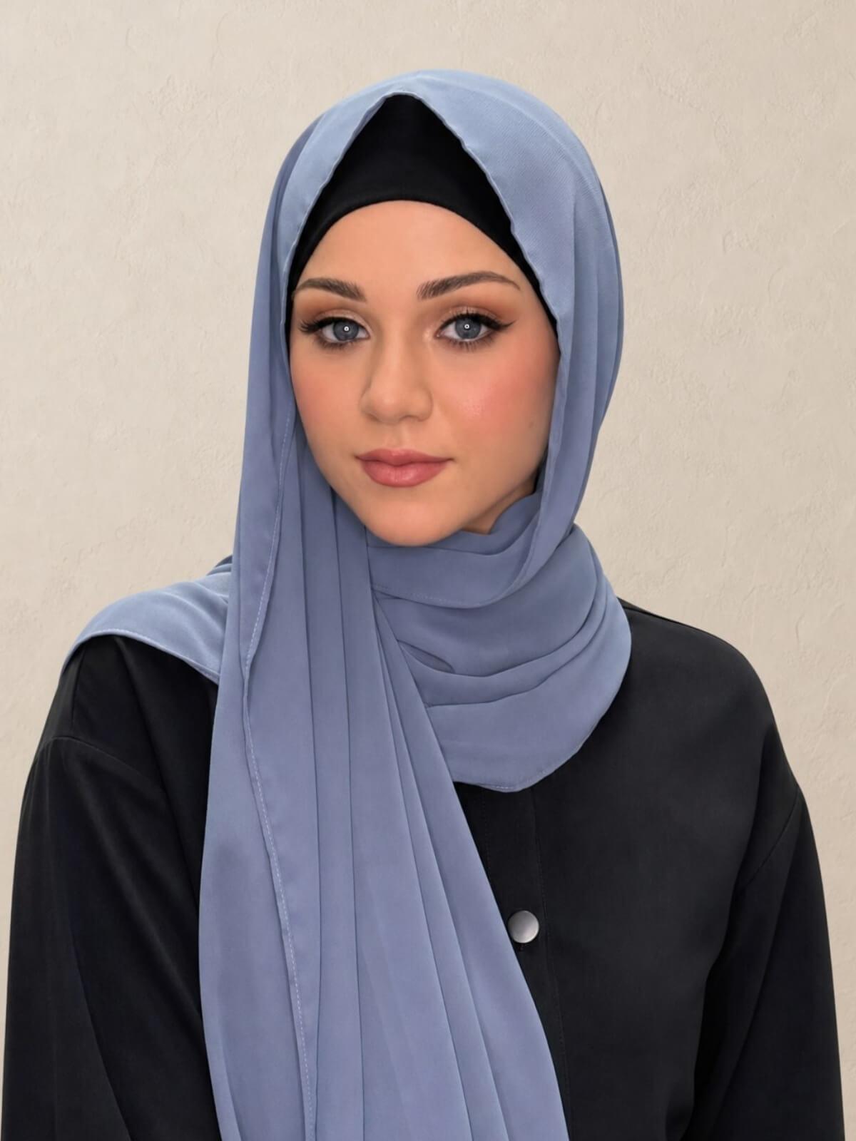 Luxury Chiffon Hijab-Dusty Blue