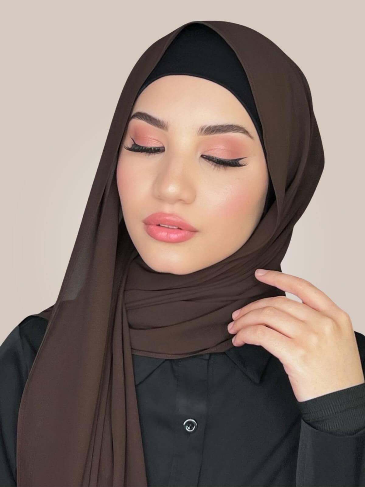 Luxury Chiffon Hijab-Brown