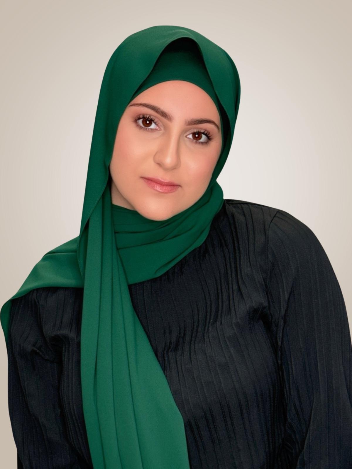 Modish Girl Matching Chiffon Hijab Set-Deep Green