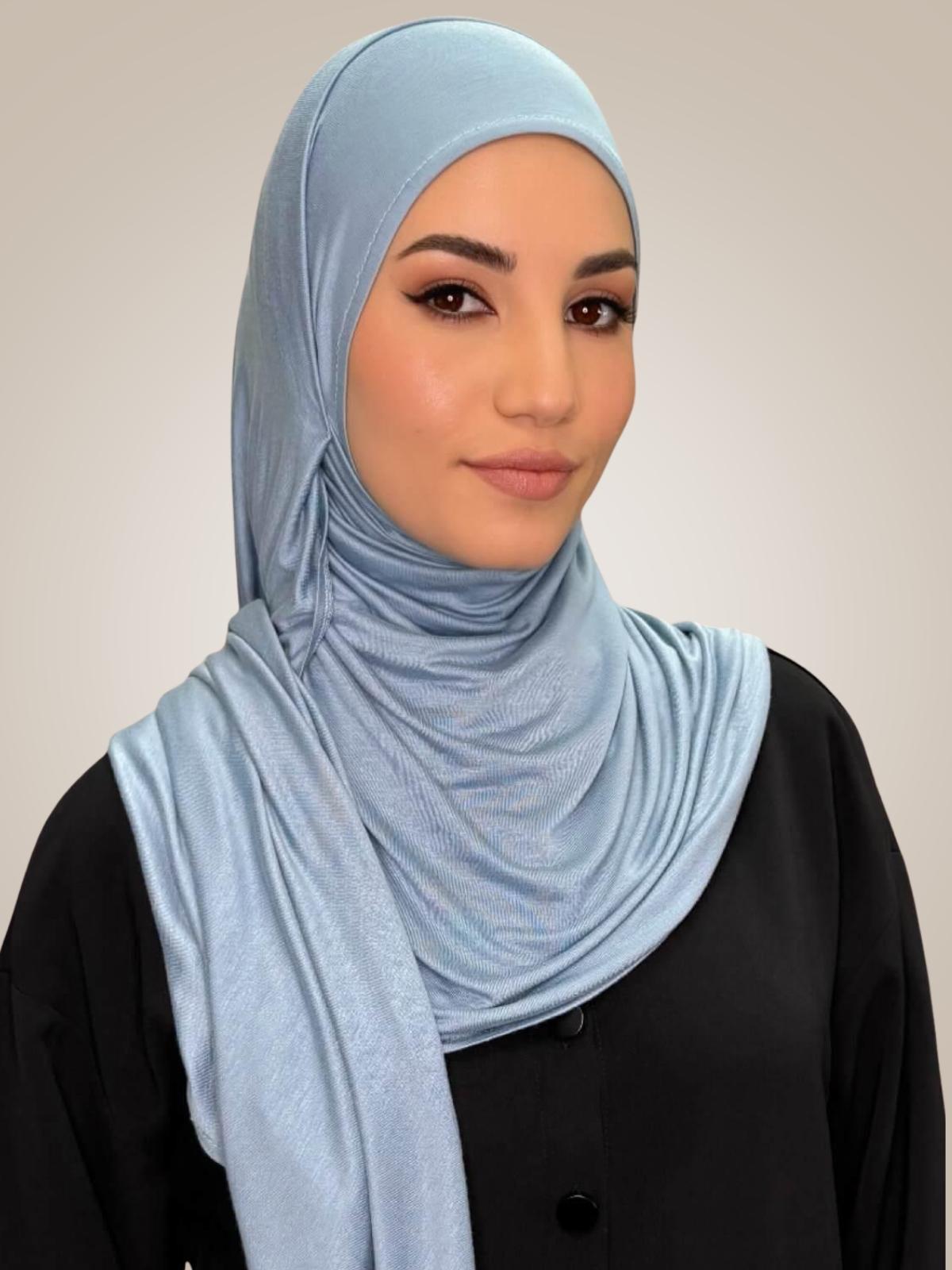 Pre-Sewn Jersey Hijab-Dusty Blue