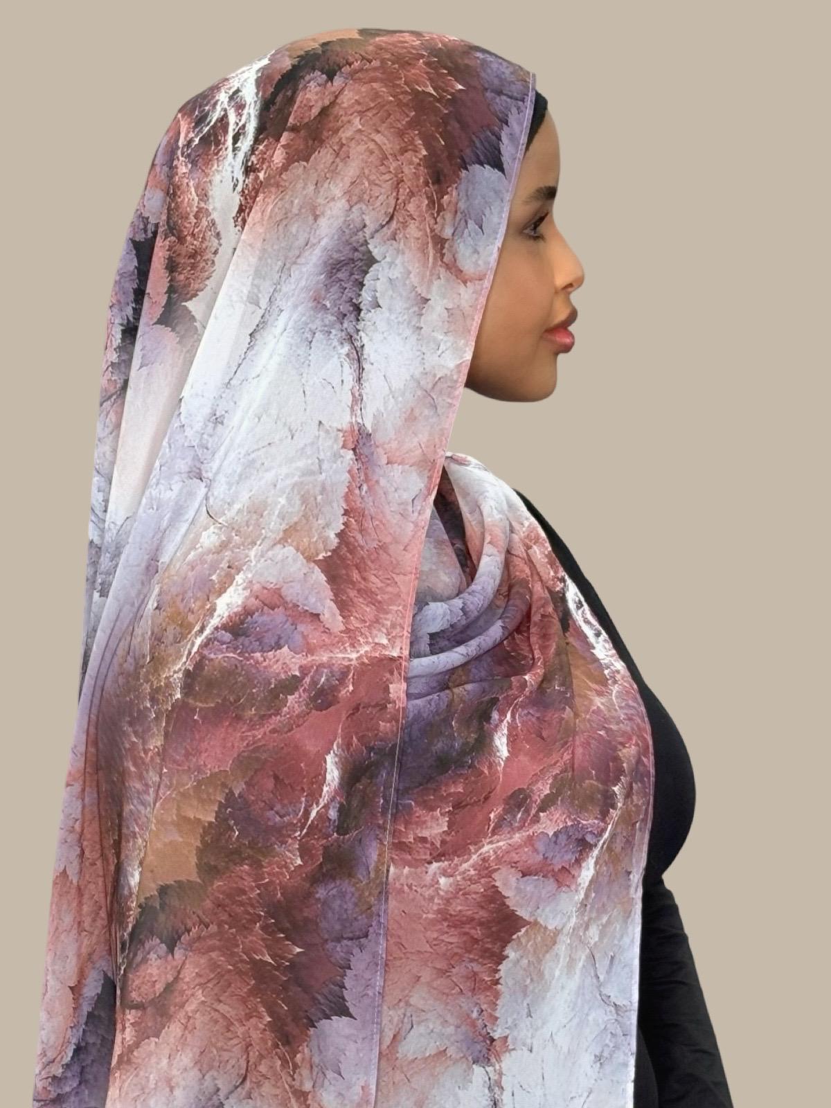 Printed Chiffon Hijab-Muted Mirage