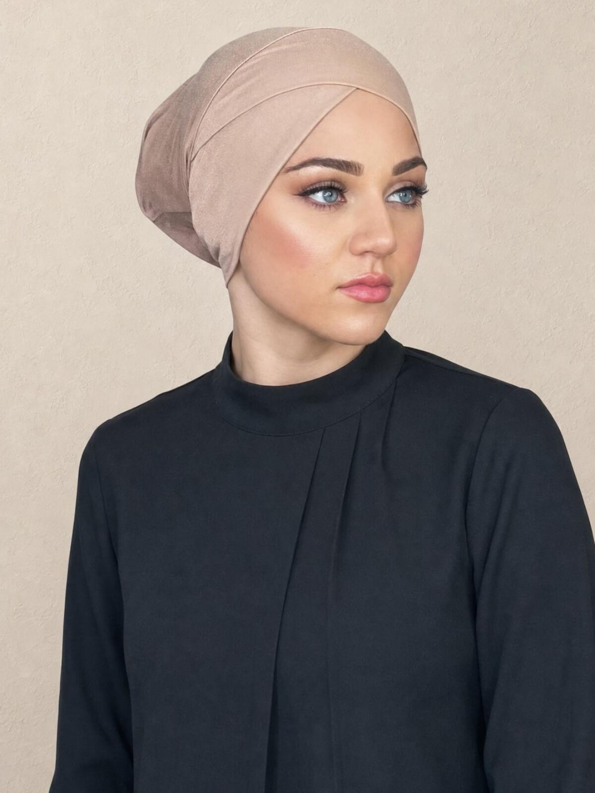 Premium Jersey Cross Front Underscarf -Warm Taupe