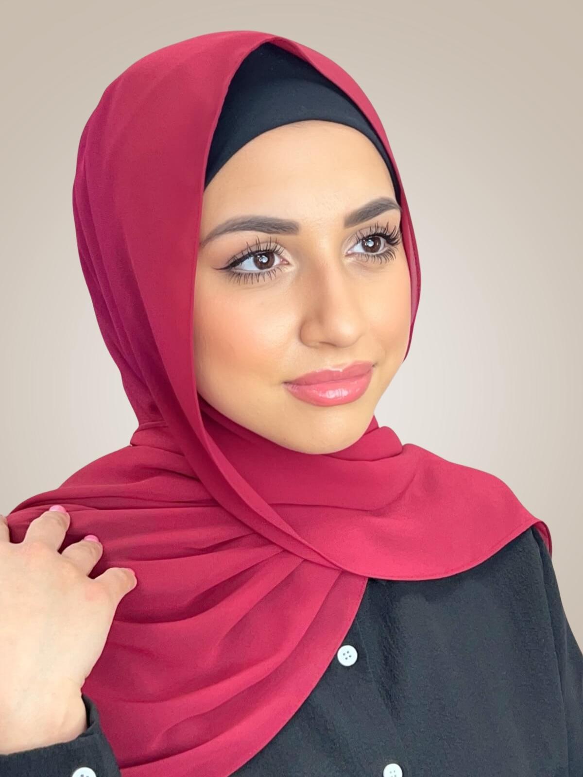Luxury Chiffon Hijab-Blood Red
