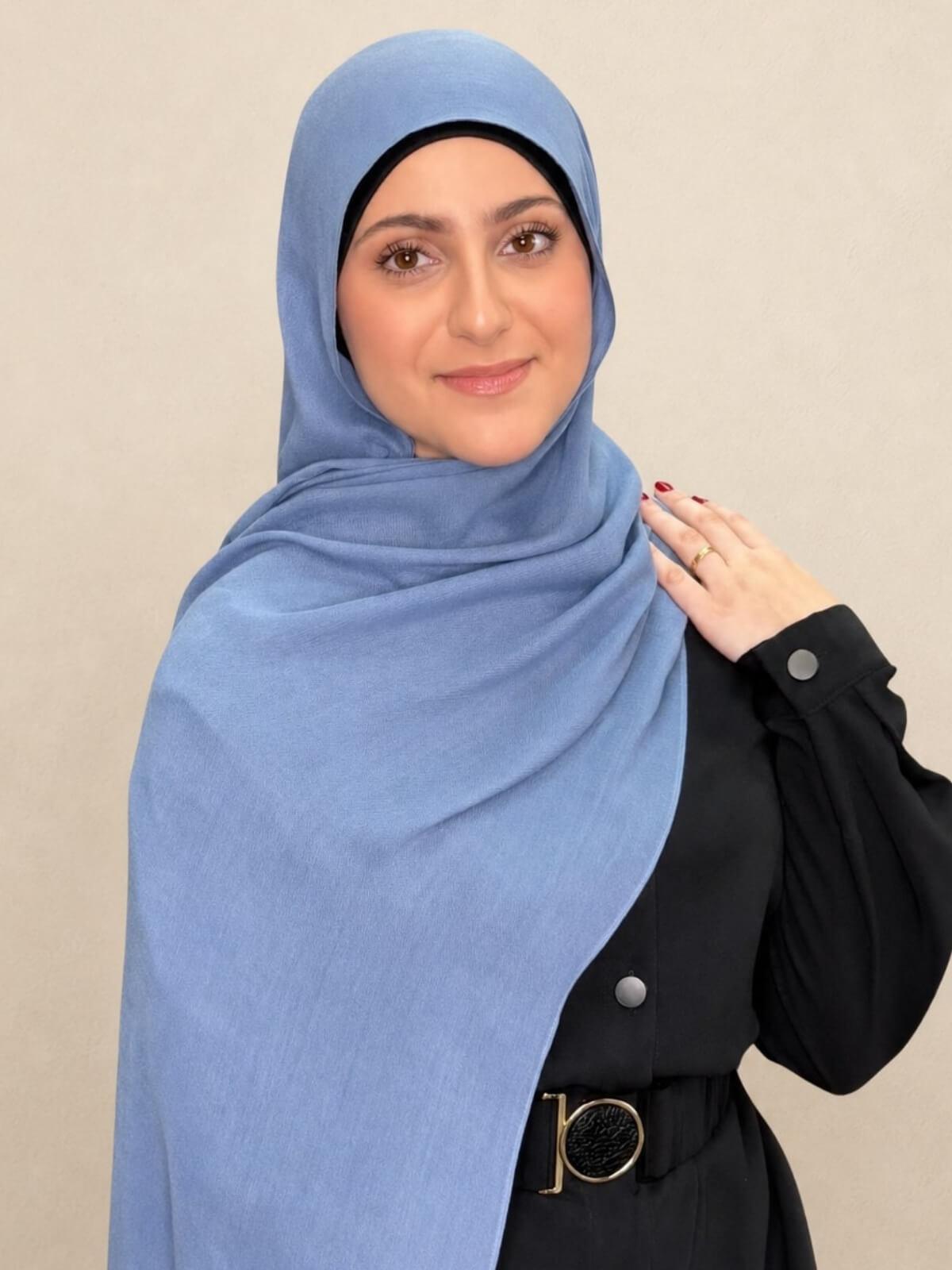 Modish Girl Cotton Modal Hijab-Steel Blue