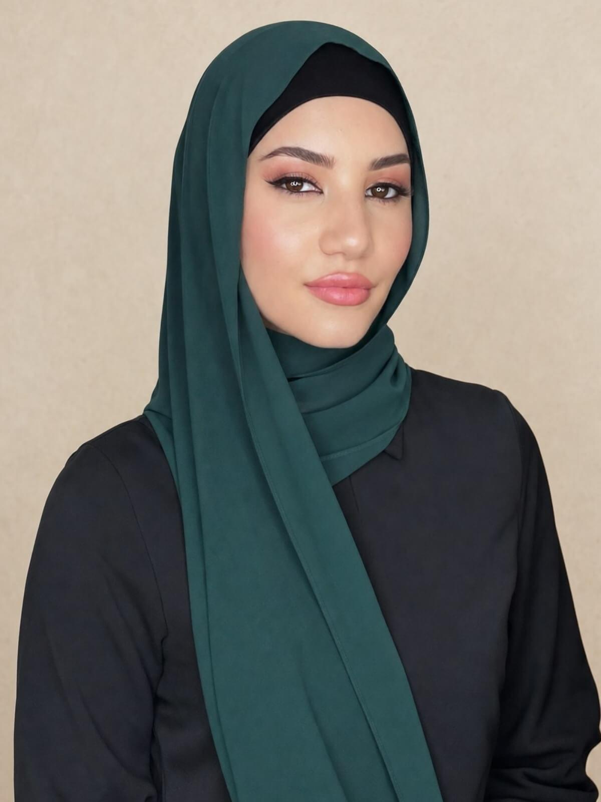 Luxury Chiffon Hijab-Deep Green