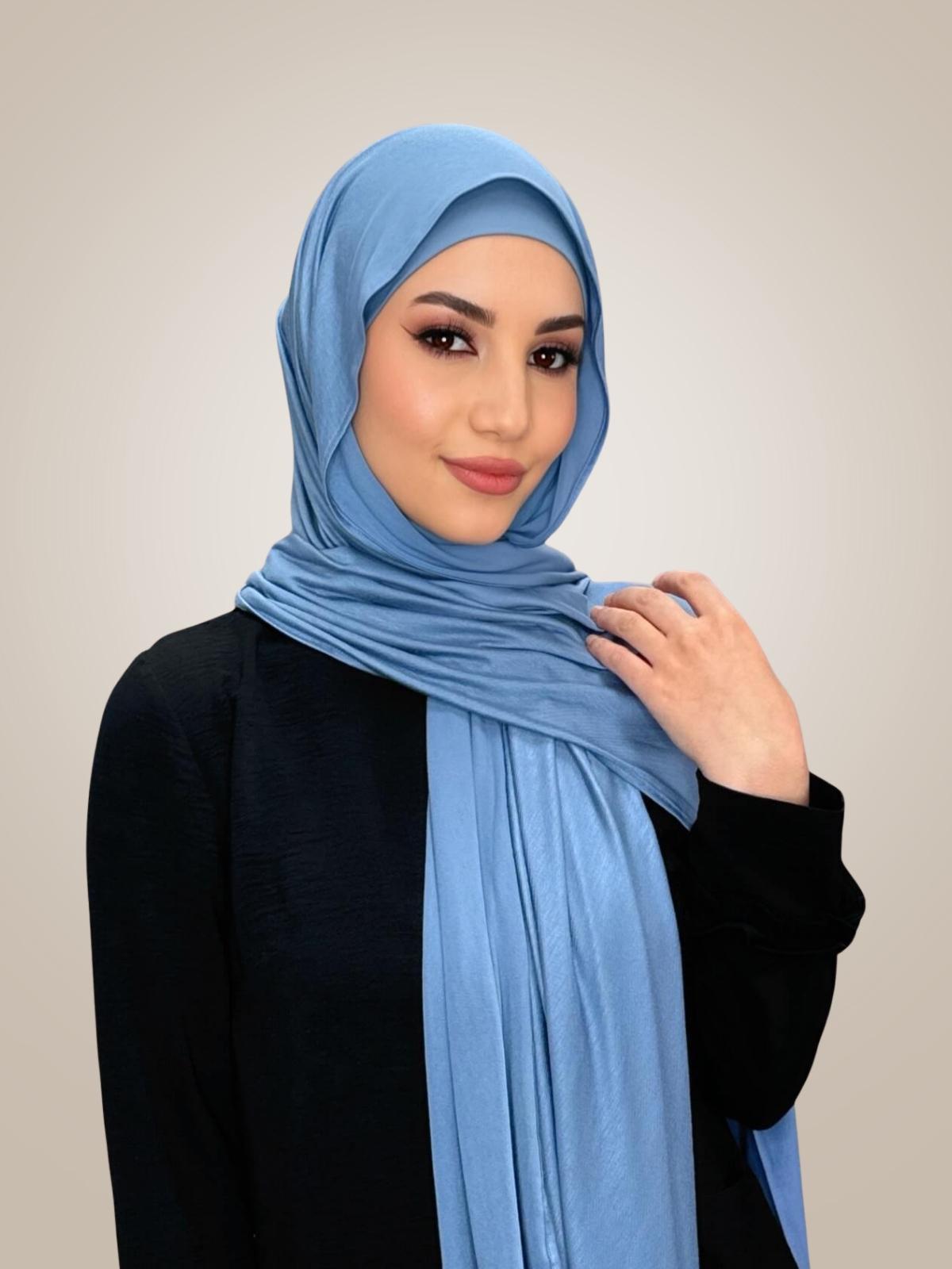 Premium Jersey Hijab-Blue Grey
