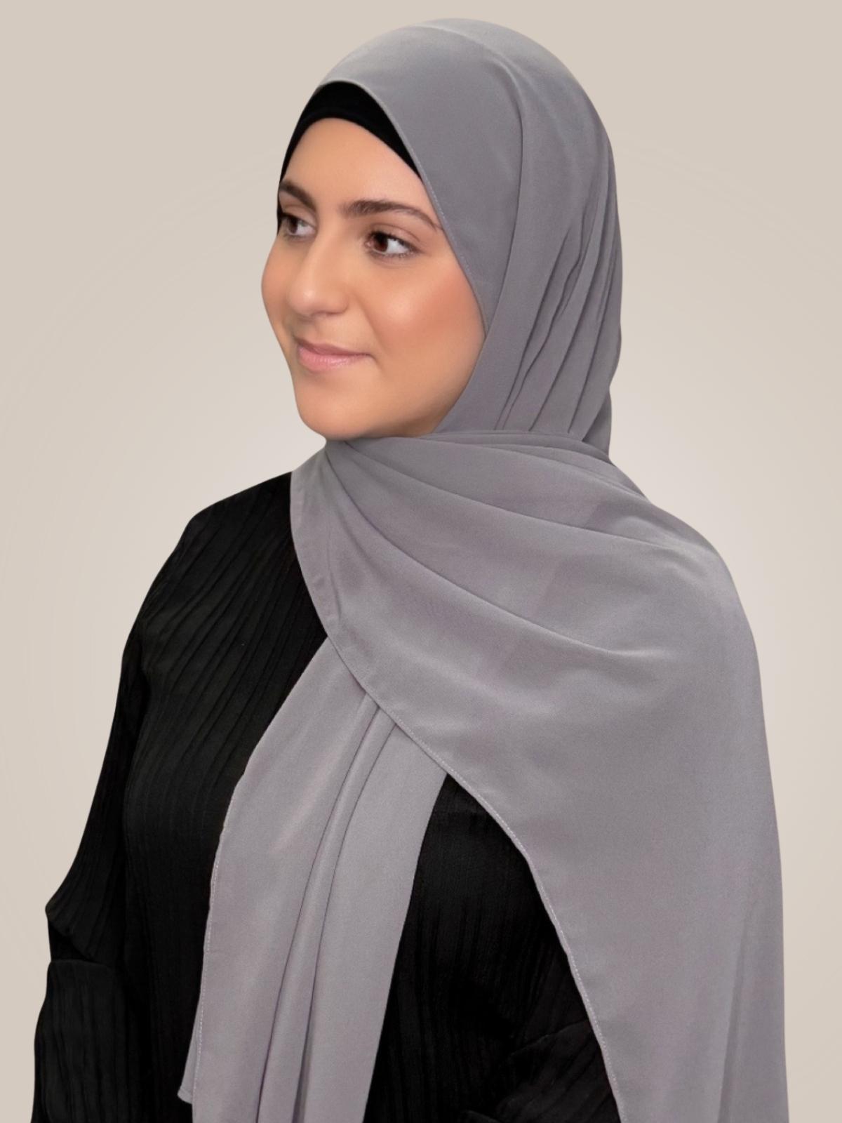 Modish Girl Luxury Chiffon Hijab-Fossil Grey