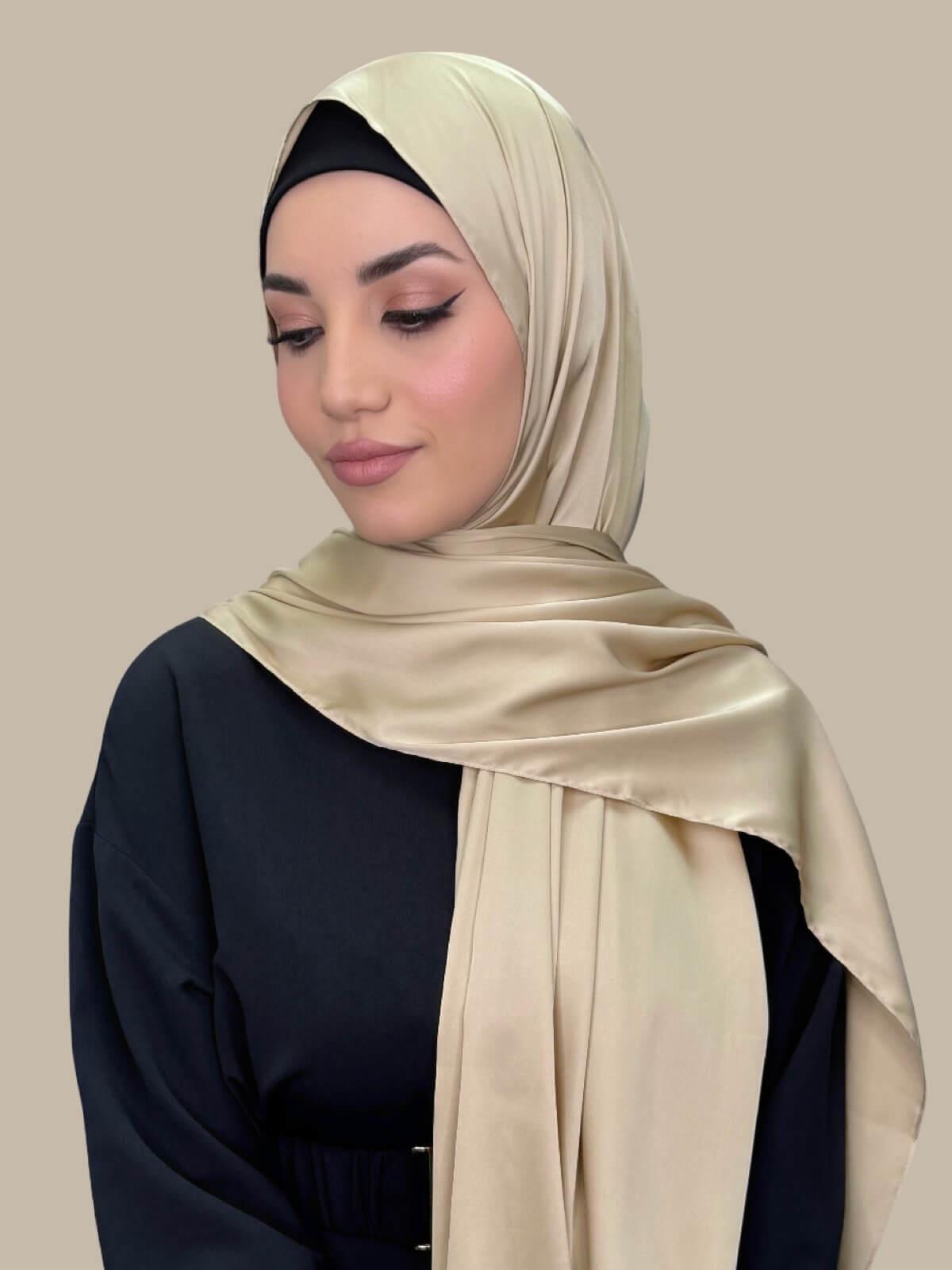 Premium Satin Hijab-Soft Gold